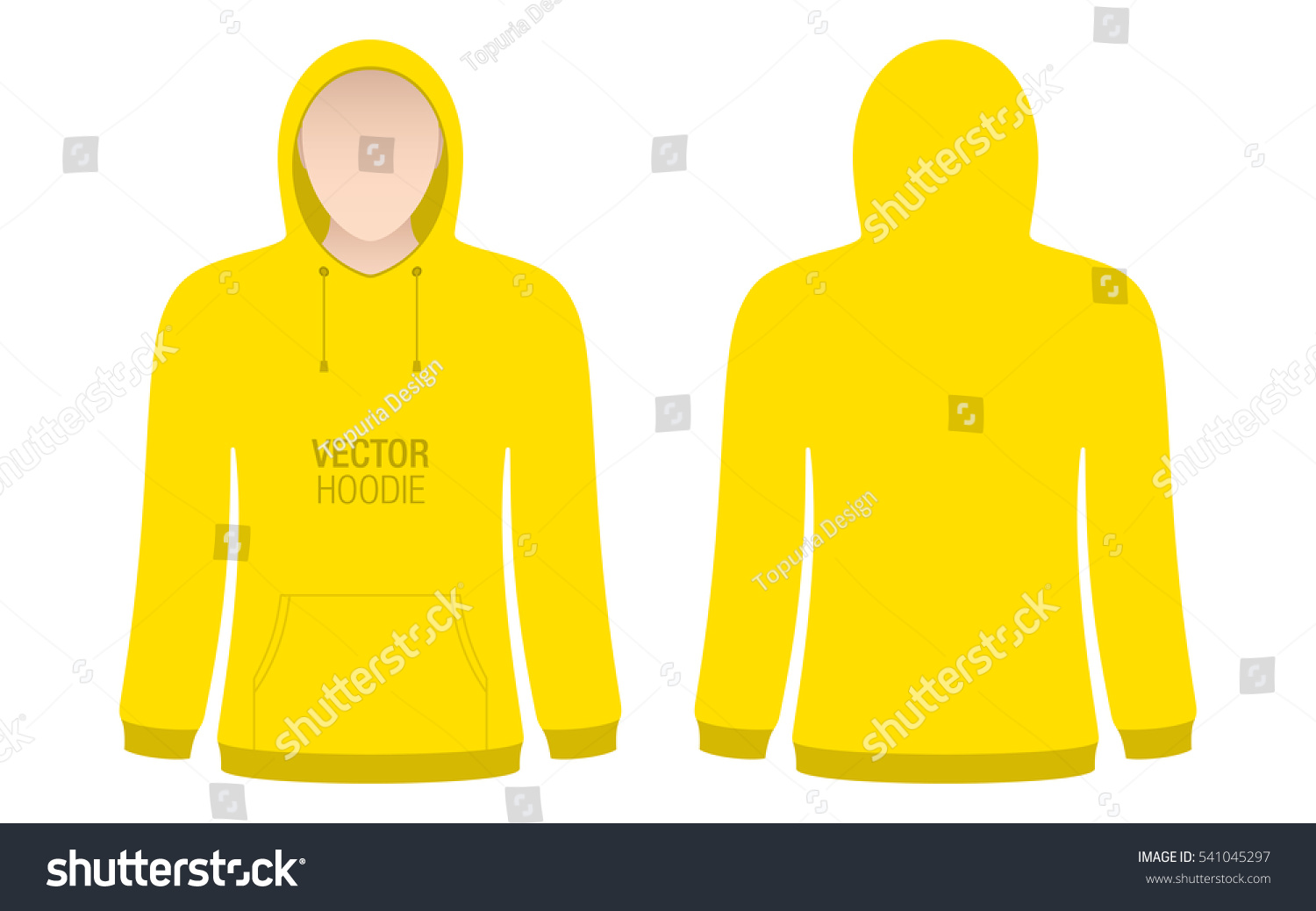 Yellow Vector Hoodie Template Model Woman Stock Vector Royalty Free 541045297