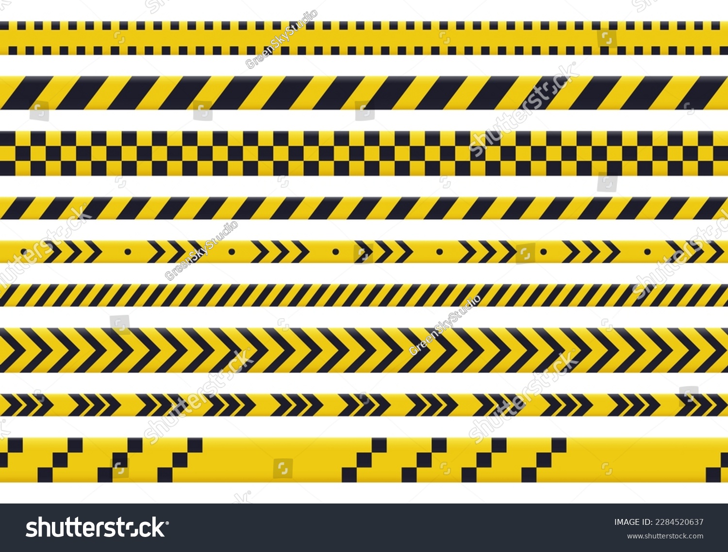 SVG of Yellow warning tape. Caution police crime line, security danger tapes. Do not cross ribbons flat vector illustration set svg