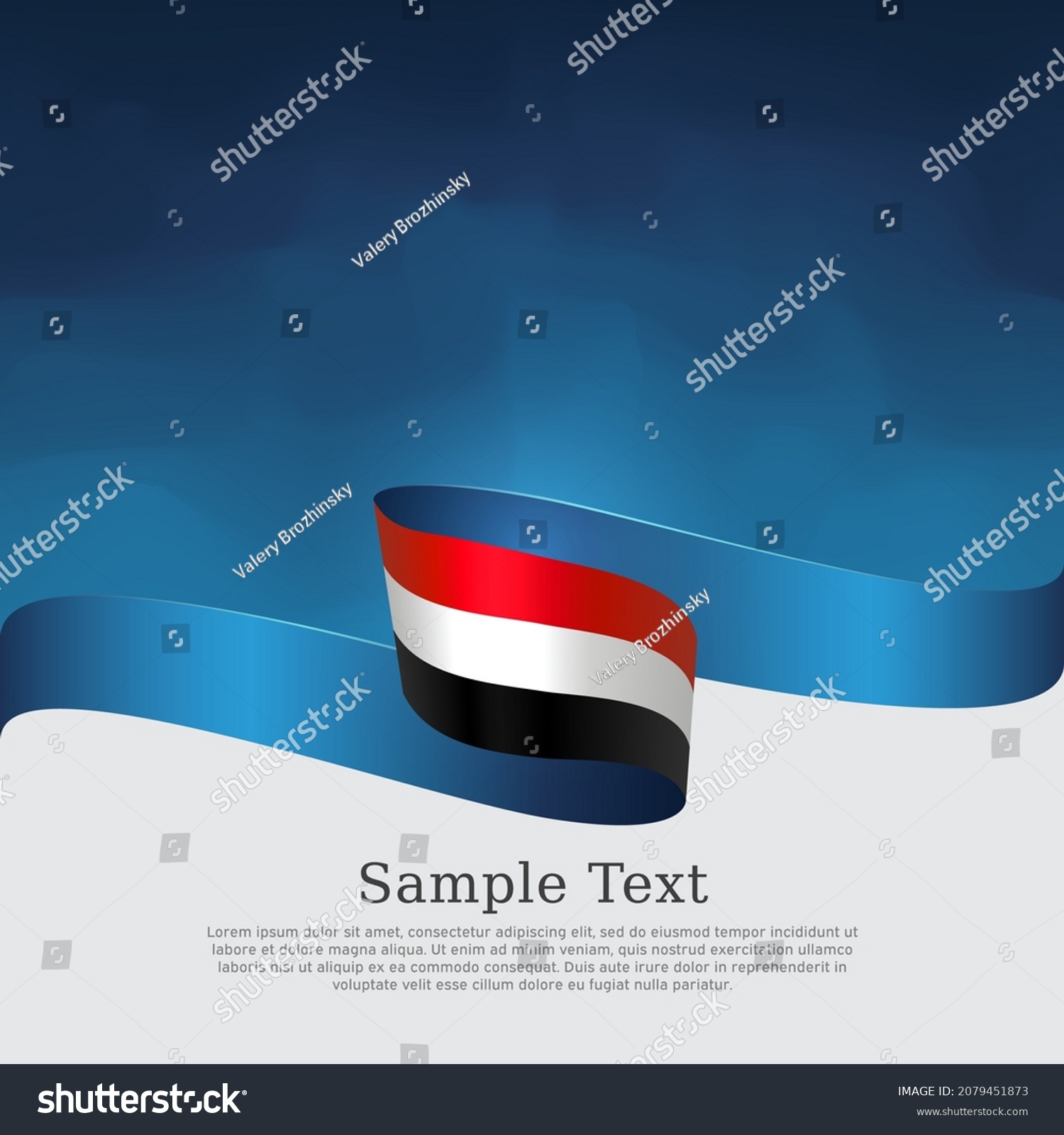 SVG of Yemen flag background. National yemeni patriotic banner, poster. Business booklet. Yemen flag wavy ribbon on blue white background. State flyer, cover. Vector tricolor brochure design svg