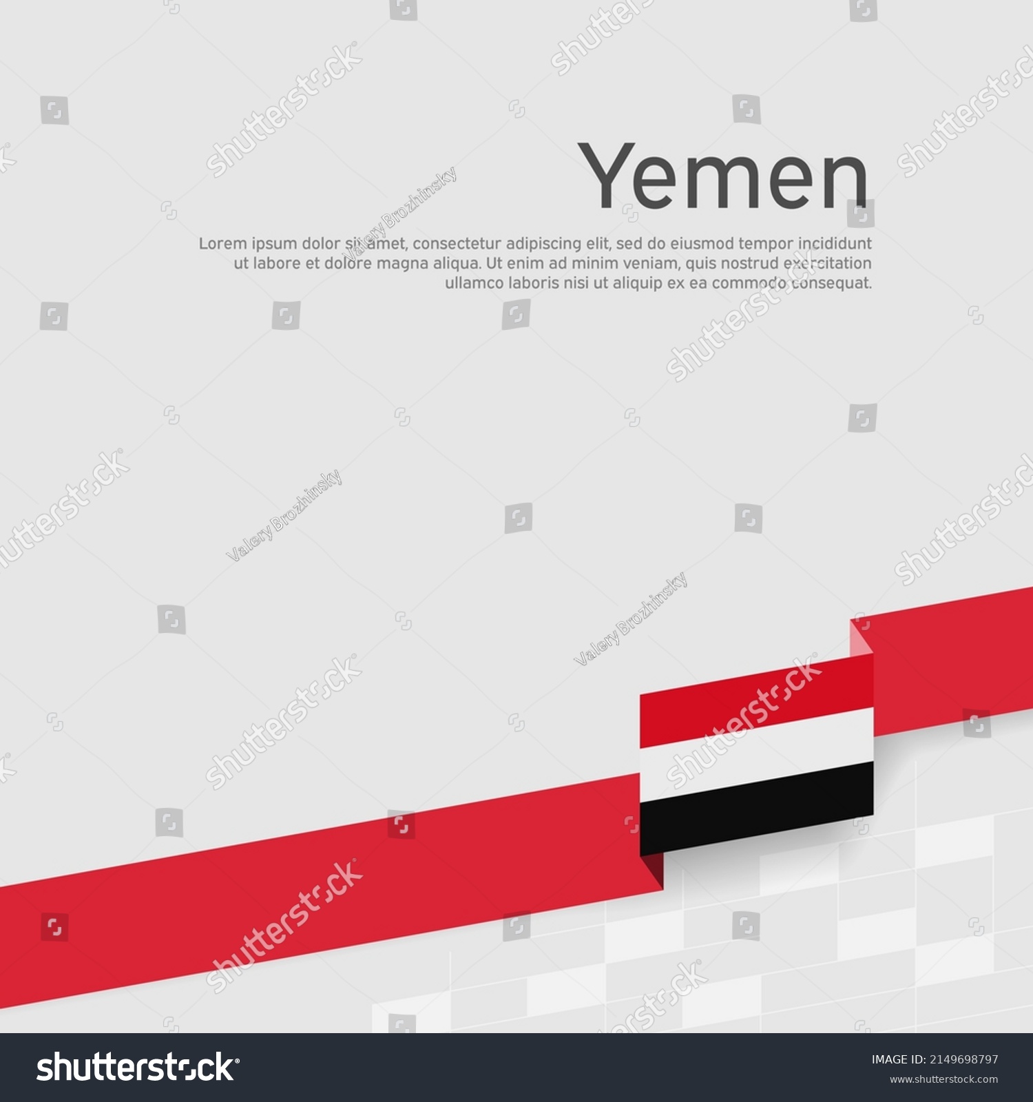 SVG of Yemen flag background. State patriotic yemeni banner, cover. Ribbon color flag of yemen on a white background. National poster. Business booklet. Vector tricolor flat design svg