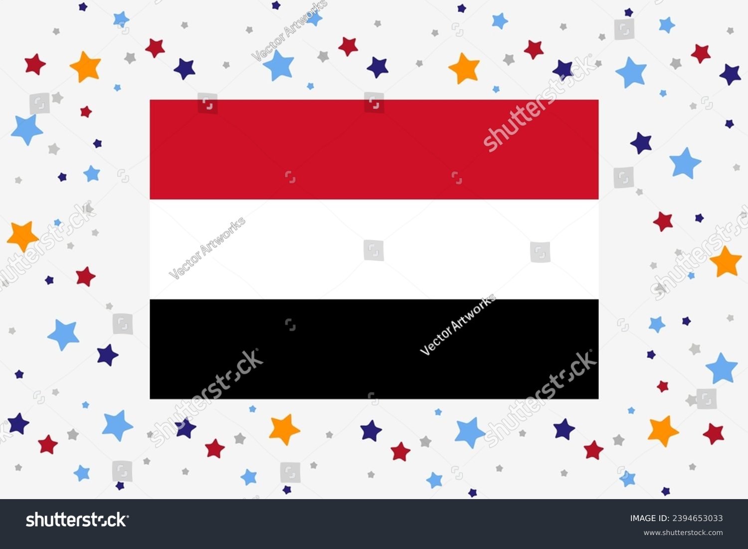 SVG of Yemen Flag Independence Day Celebration With Stars svg