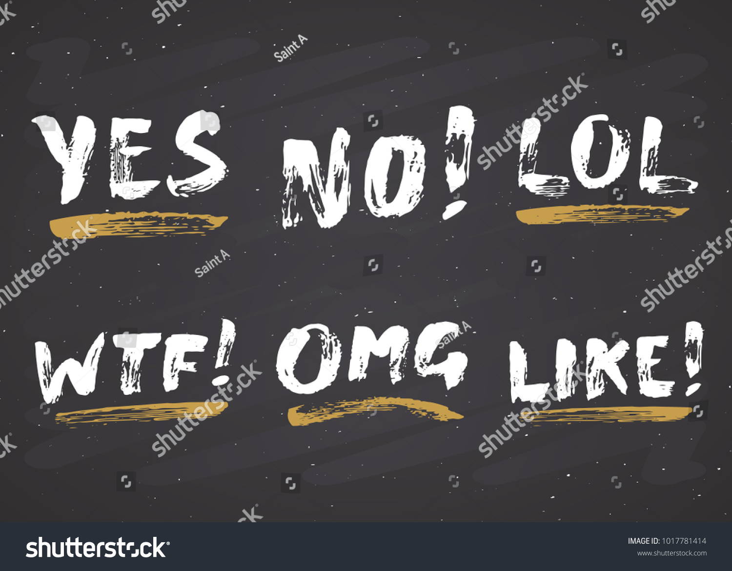 Yes No Like Lol Omg Wtf Stock Vector Royalty Free 1017781414