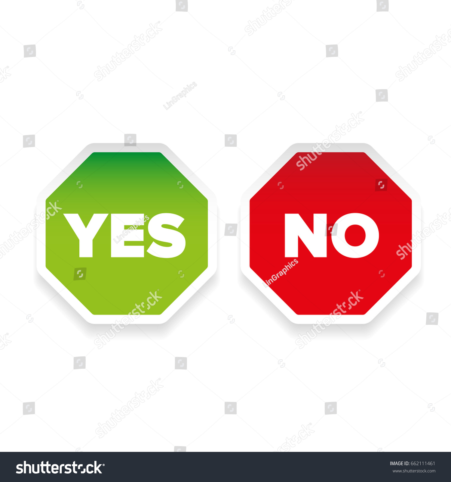 Yes No Sign Sticker Set Stock Vector (Royalty Free) 662111461
