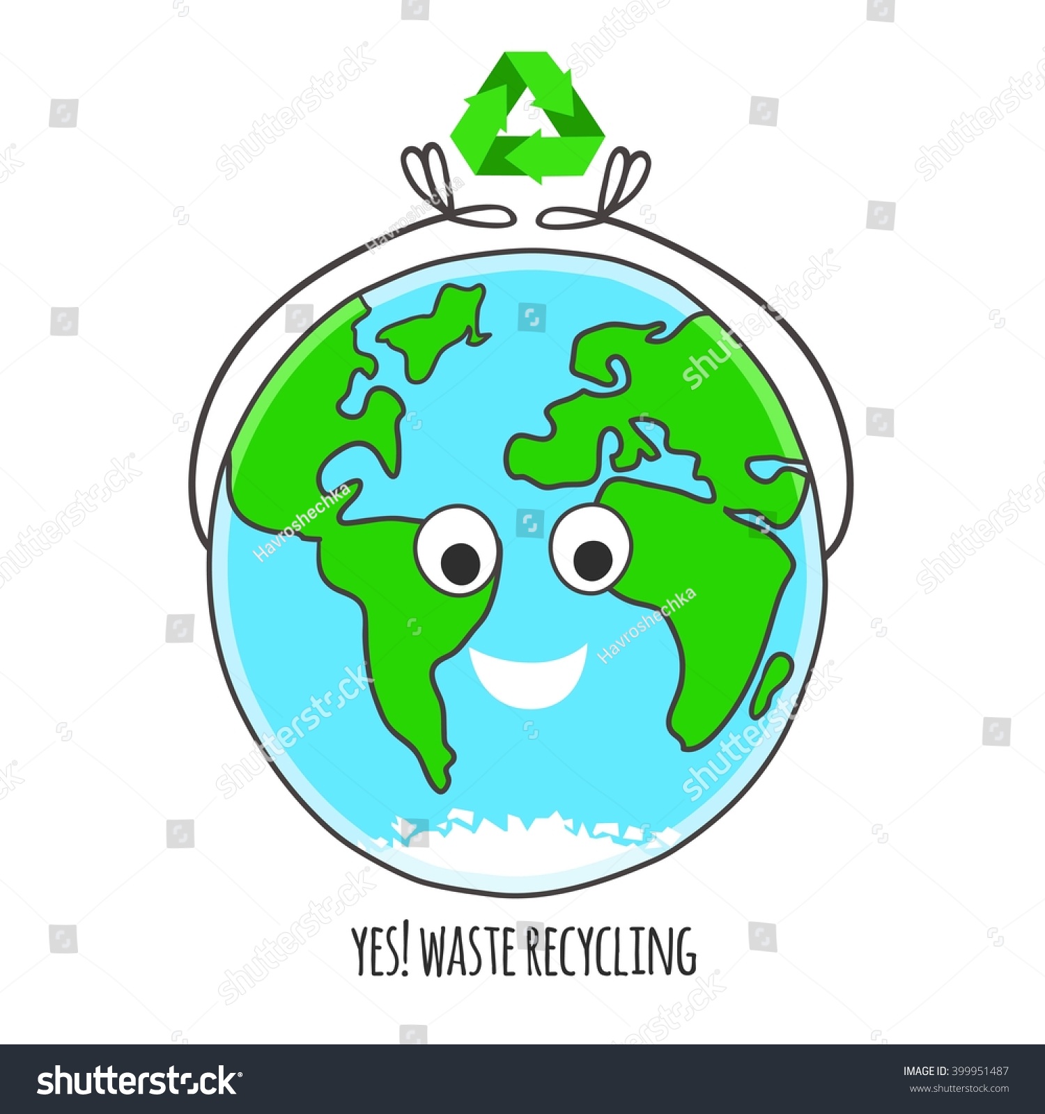 Yes Waste Recycling Vector Card Earth Stock Vector (royalty Free 