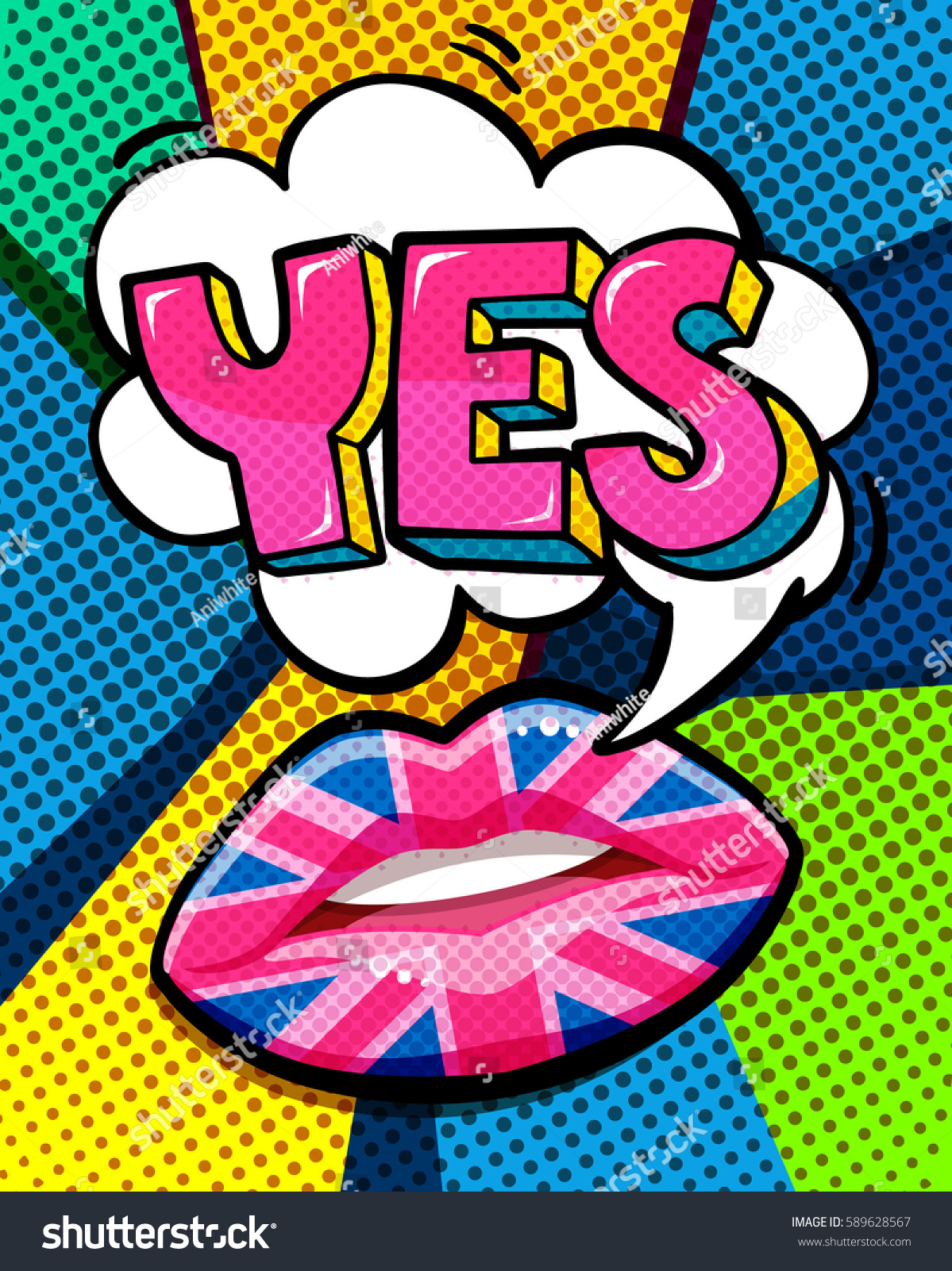 Yes Word Bubble British Flag Make Stock Vector 589628567 ...