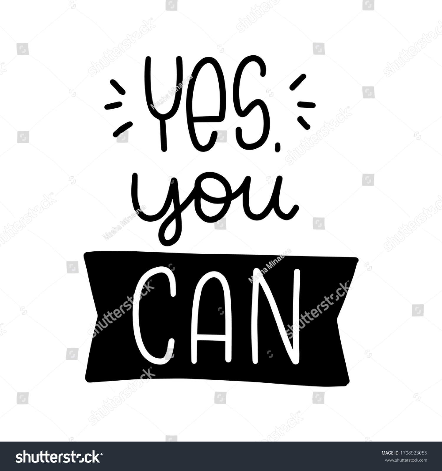 Yes You Can Handwritten Lettering Phrase Stock Vector (Royalty Free ...