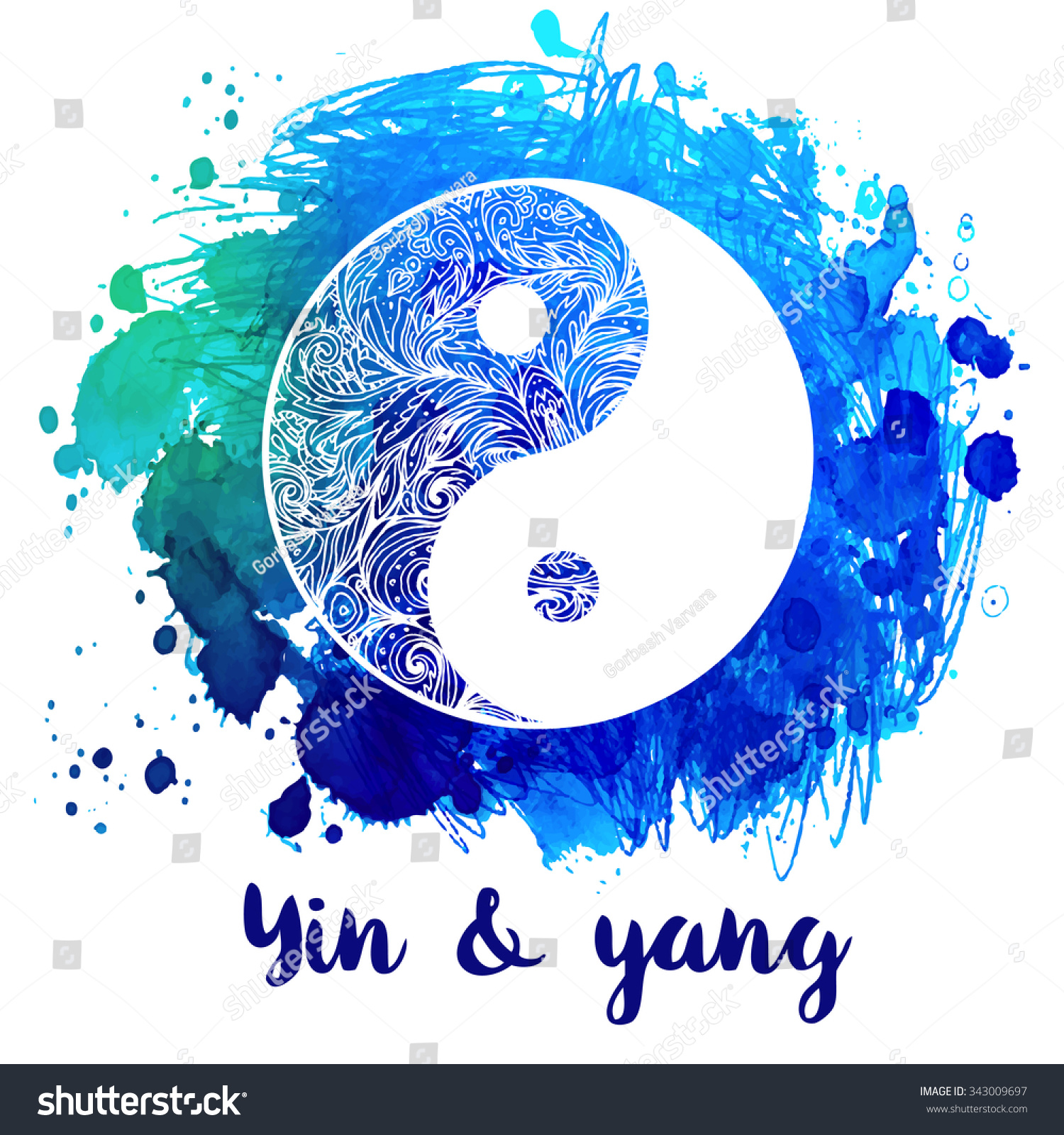 Yin Yang Decorative Symbol Hand Drawn Stock Vector 343009697 - Shutterstock