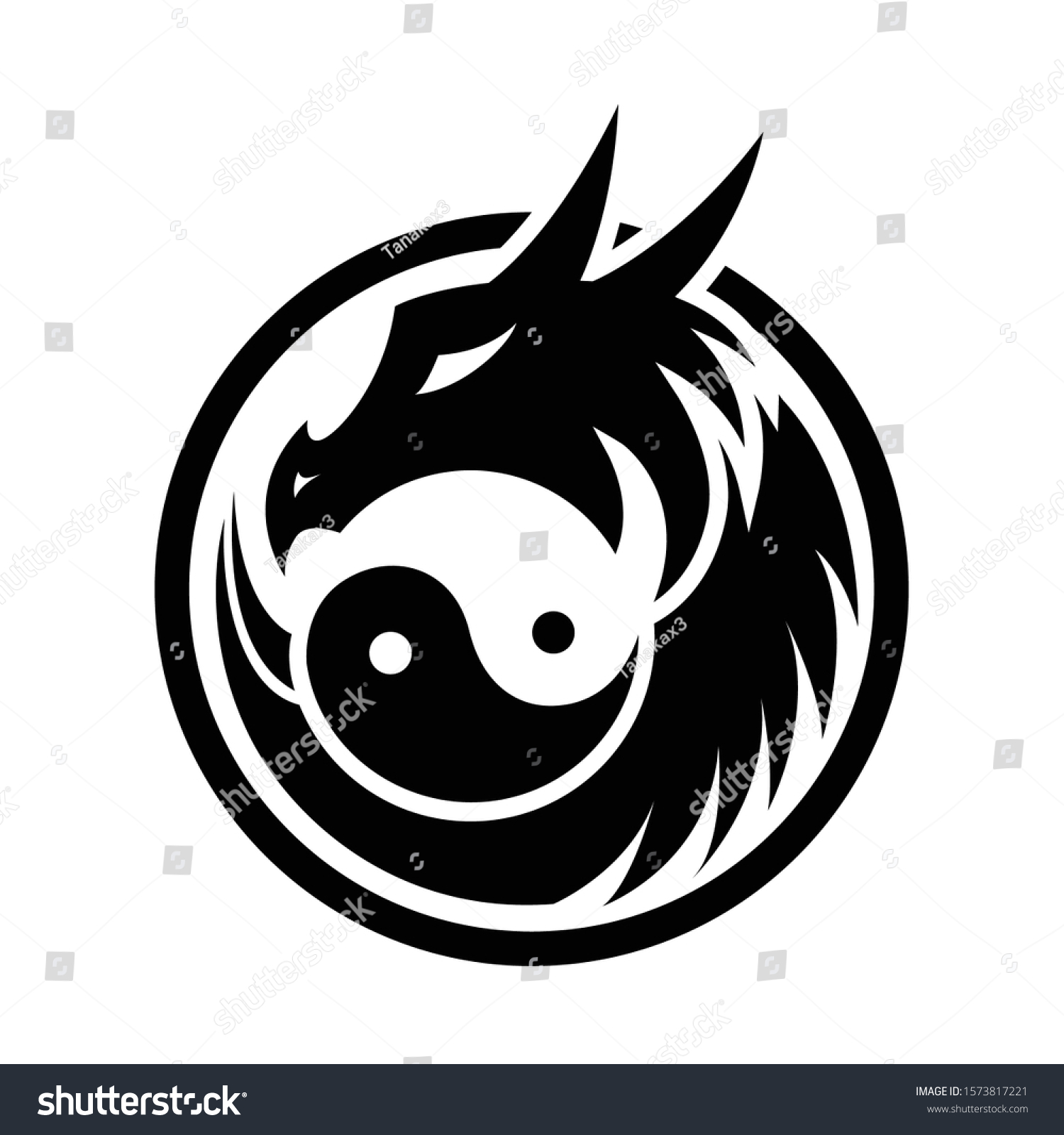 Yin Yang Dragon Symbol Stock Vector Royalty Free