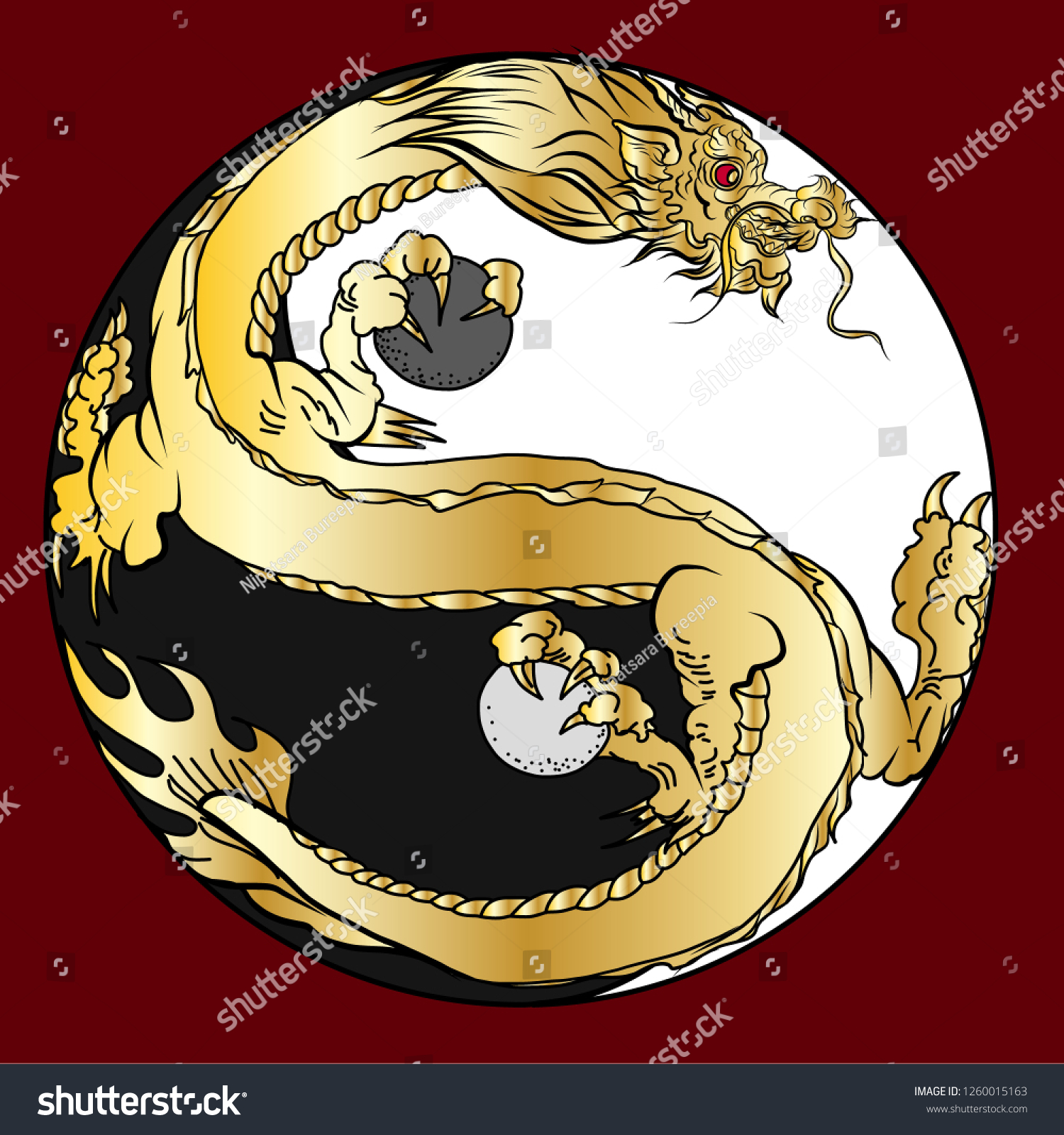 Yin Yang Chinese Dragon Movement Dragon Stock Vector Royalty Free