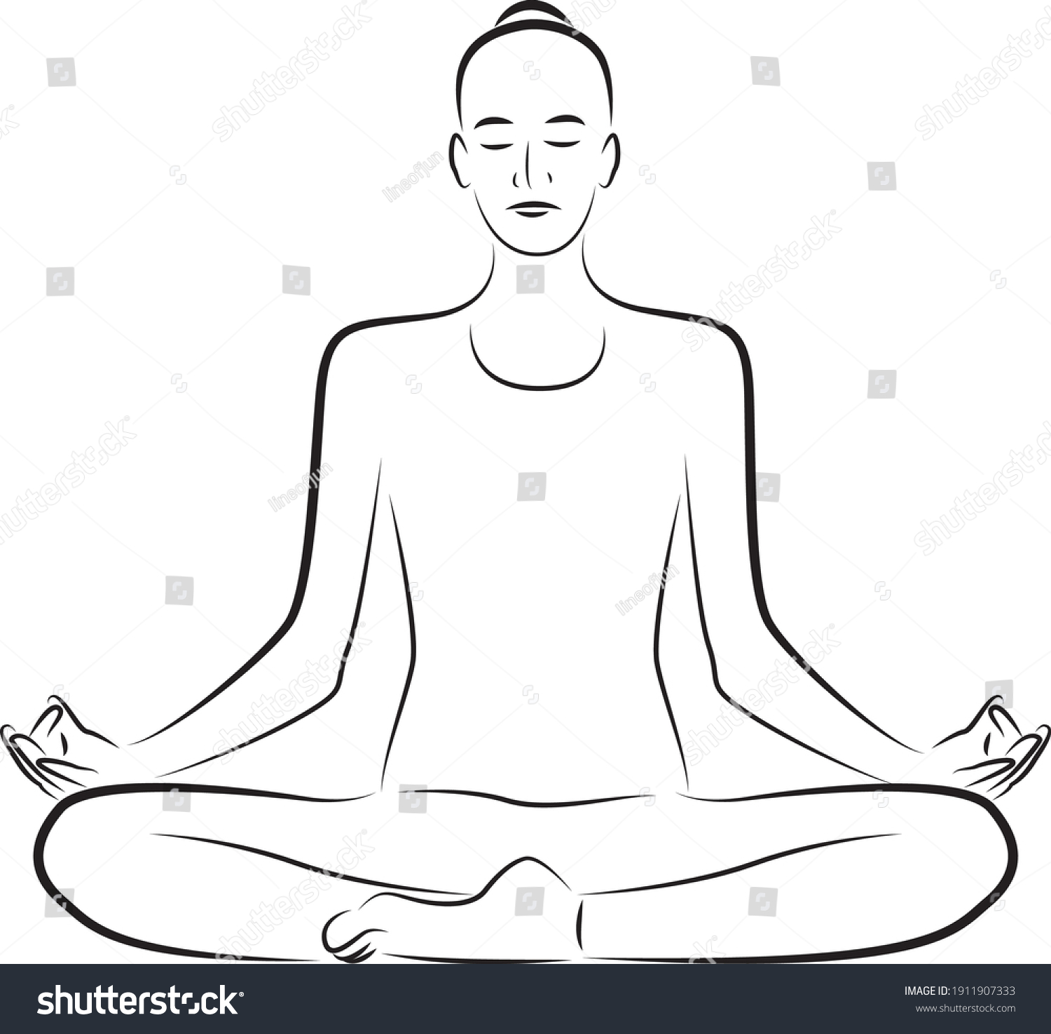 Yoga Body Pose Outline Art Stock Vector (Royalty Free) 1911907333 ...