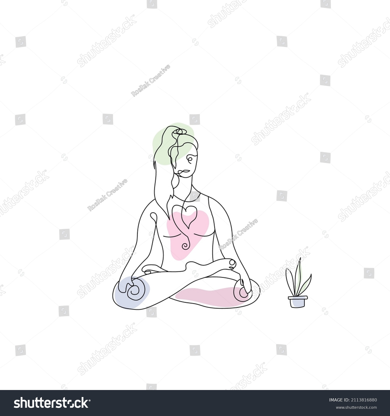 Yoga Line Art Minimal Stylish Yoga Stock Vector (Royalty Free) 2113816880