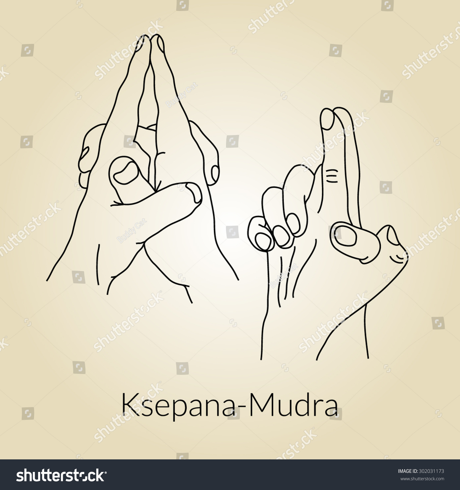 Yoga Mudra. Ksepana-Mudra Yoga Gesture Hands. Stock Vector Illustration ...