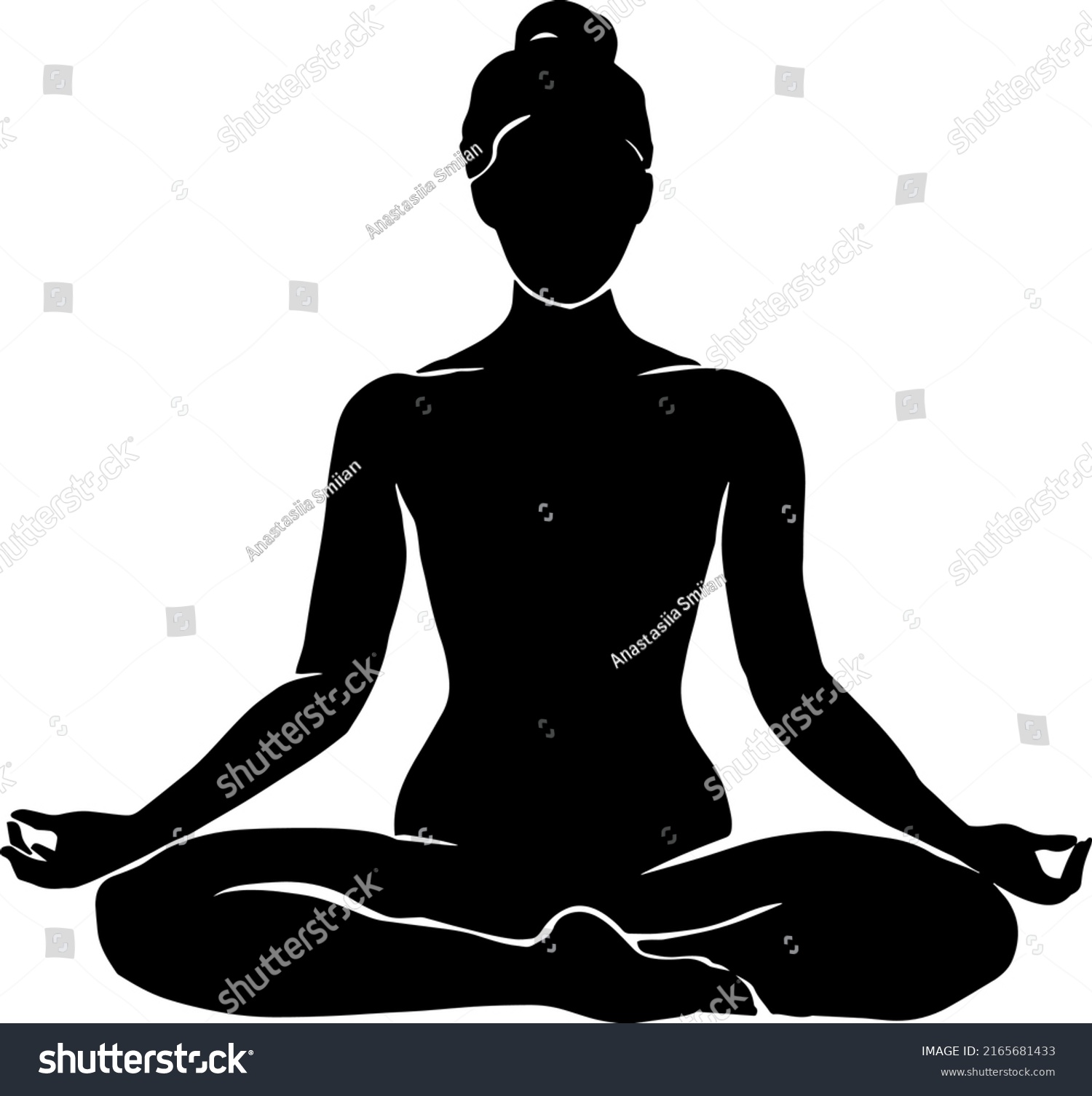 Yoga Pose Vector Black Woman Silhouette Stock Vector (Royalty Free ...