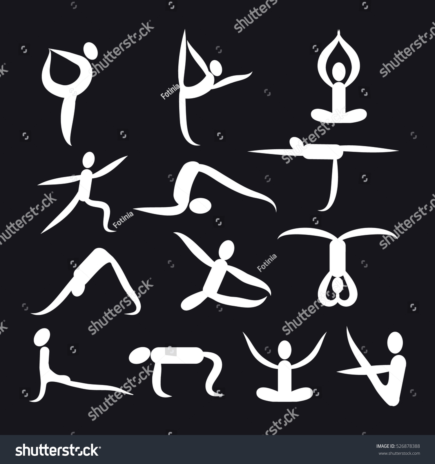 Yoga Poses Health Care Icons Fitness Stock Vector (Royalty Free) 526878388