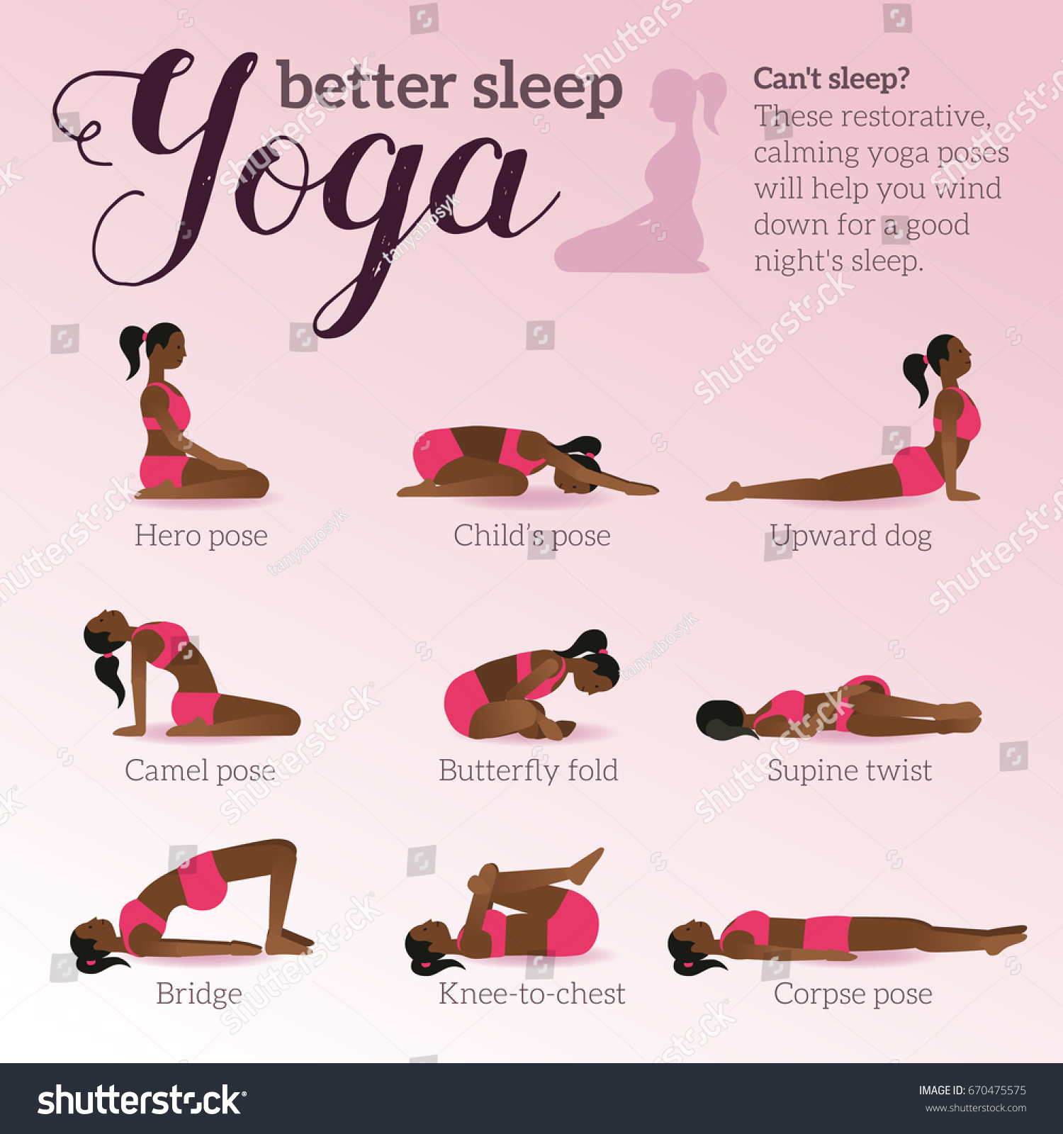 Yoga Poses Better Sleep Vector Illustrations Stock Vector (Royalty Free ...