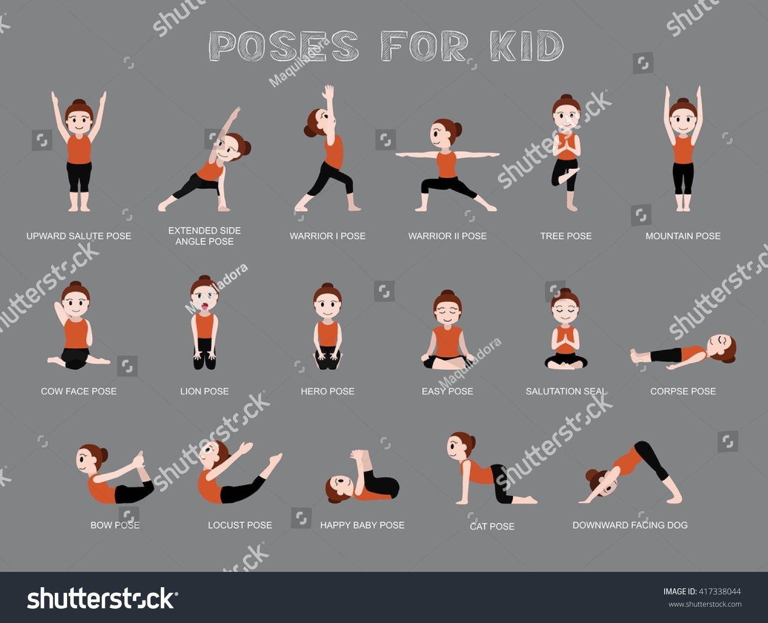 yoga poses kid vector illustration stock vector royalty free