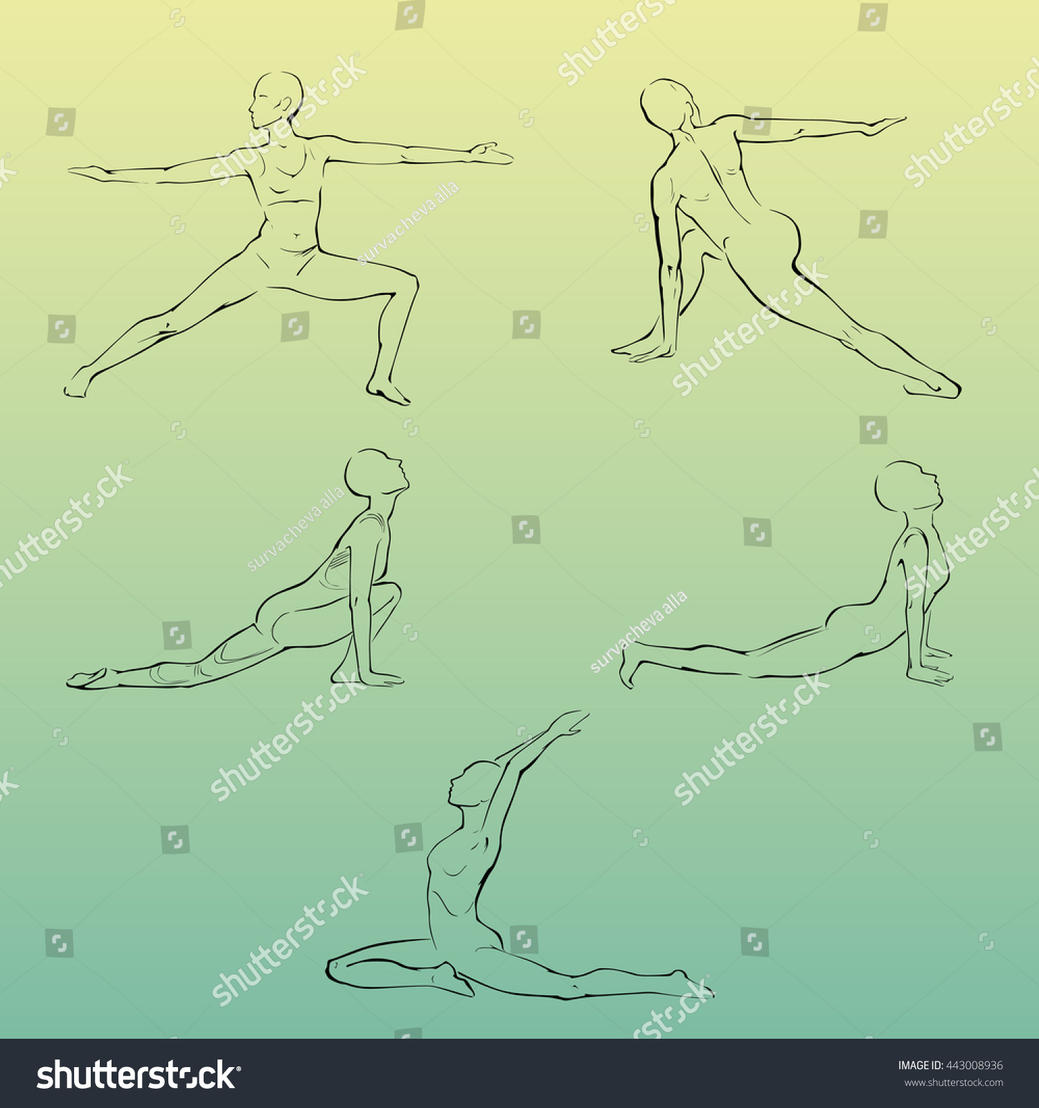 yoga poses set stock vector 443008936 shutterstock