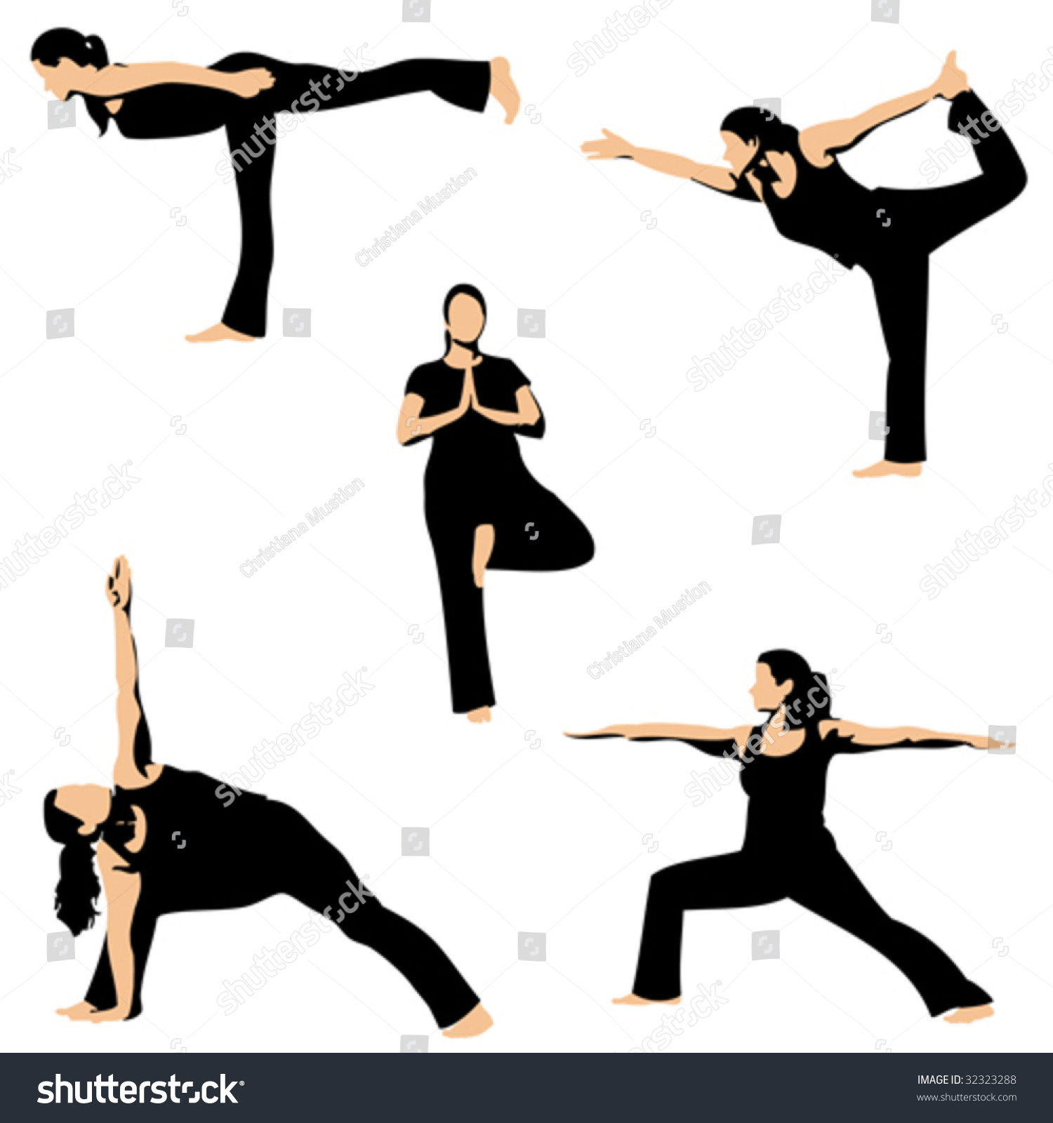 Yoga Poses Set In Black Stock Vector Illustration 32323288 : Shutterstock