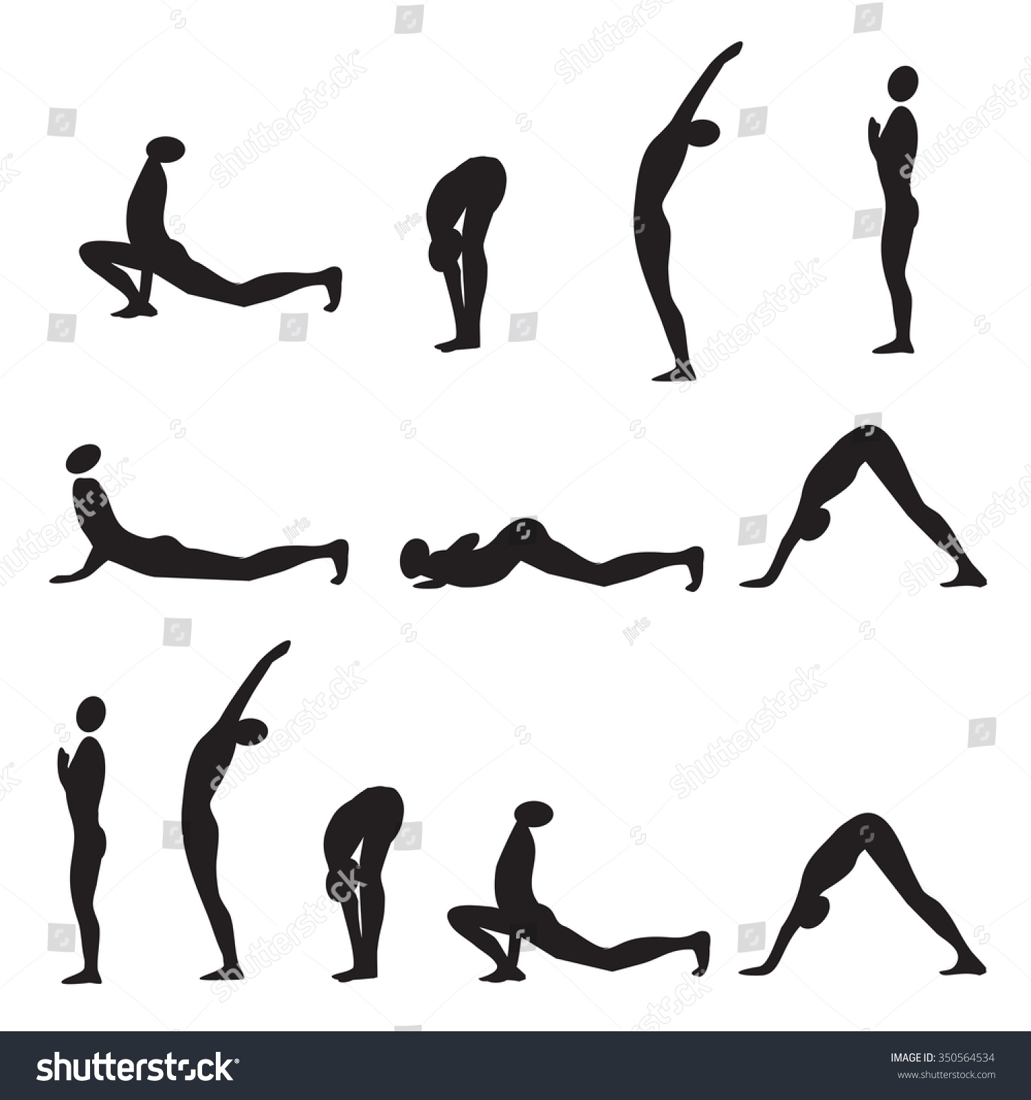 Yoga Sun Salutation. Set Of Icons For Sun Salutation Yoga Exercises ...