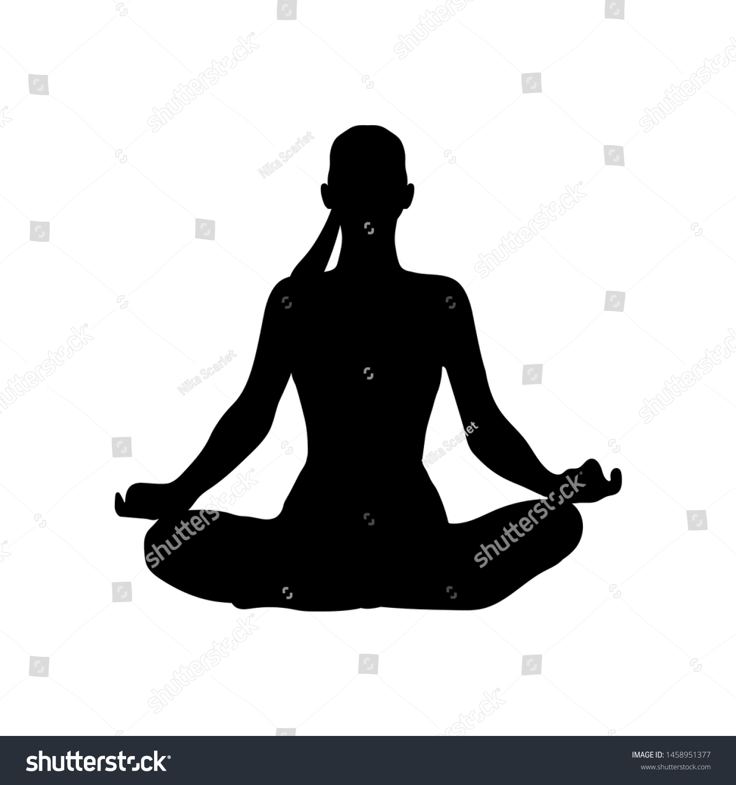 Yoga Woman Silhouette Isolated On White Stock Vector (Royalty Free ...