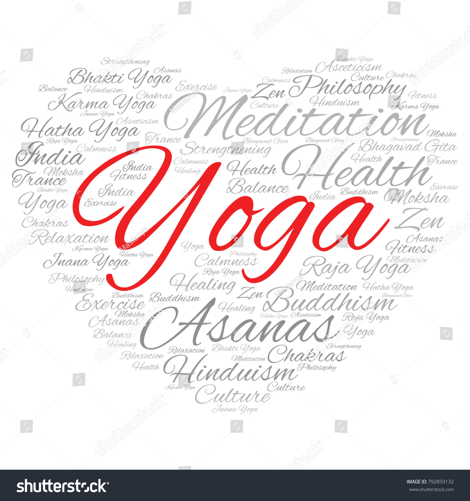 Yoga Word Cloud Vector Collage Made Stock Vector Royalty Free