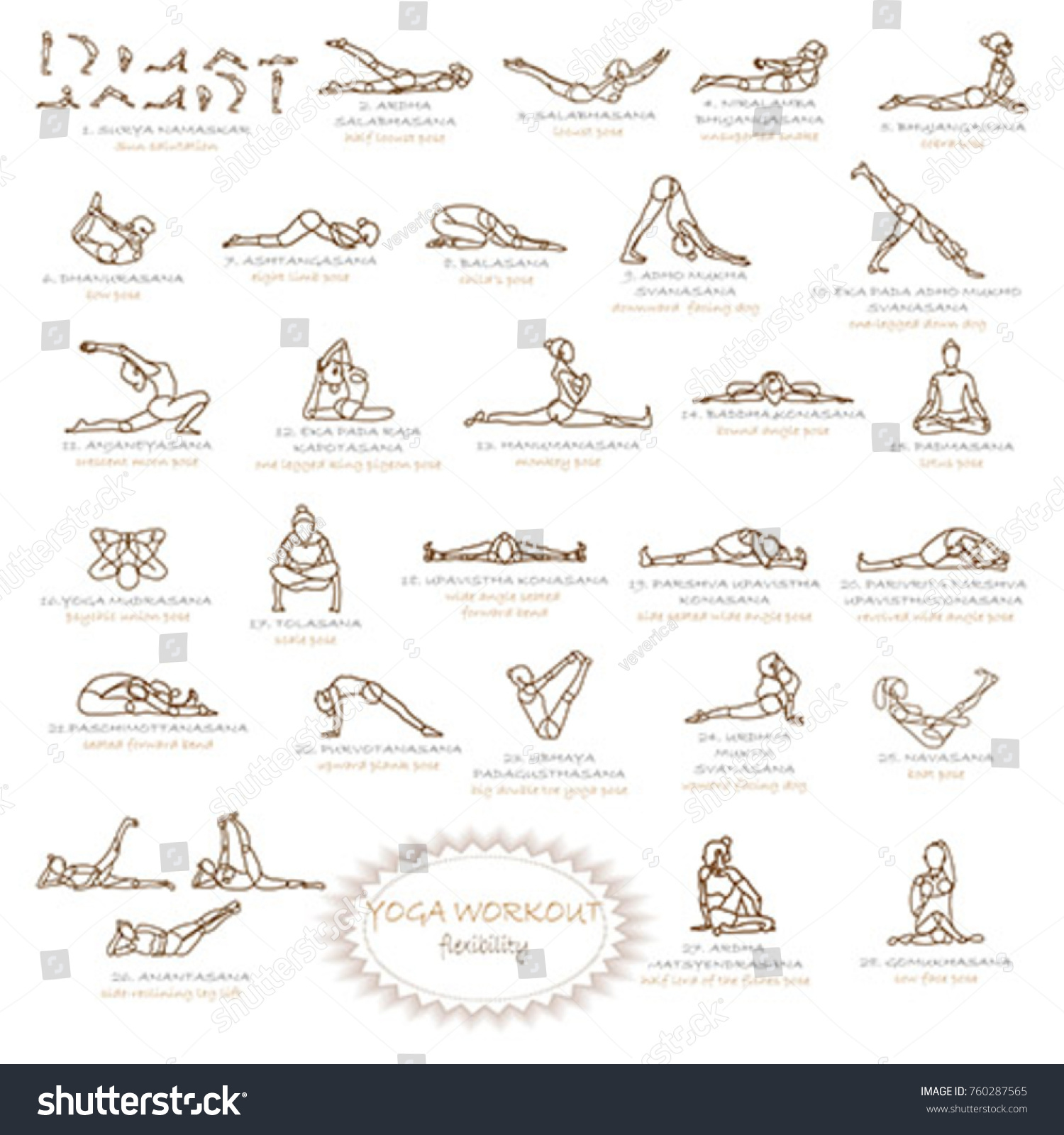 Yoga Workout Plan Flexibility Stock Vector (Royalty Free) 760287565