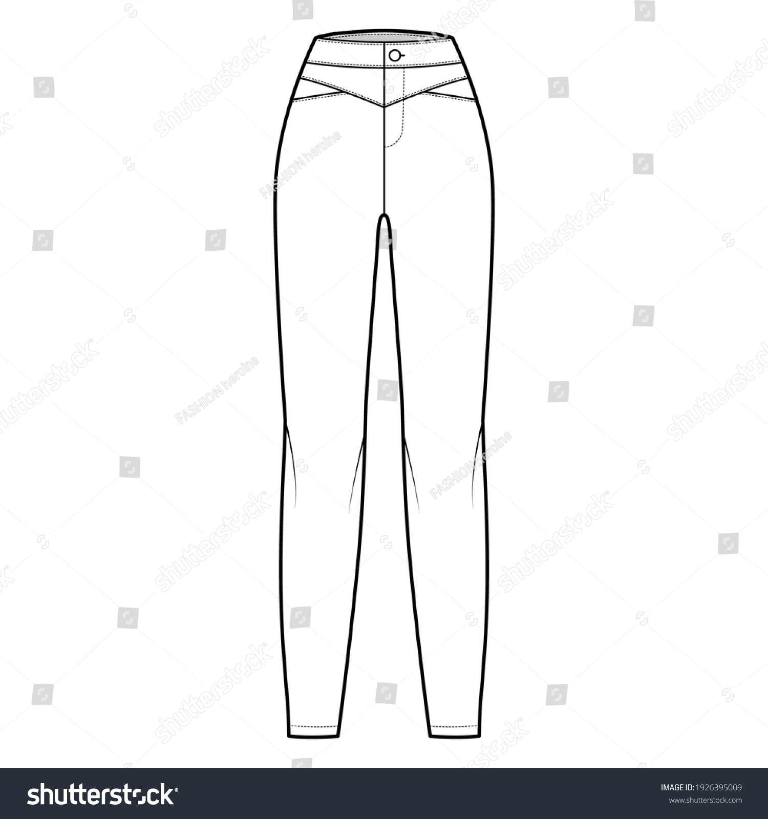 Yoked Pants Technical Fashion Illustration Normal Stock Vector (Royalty ...