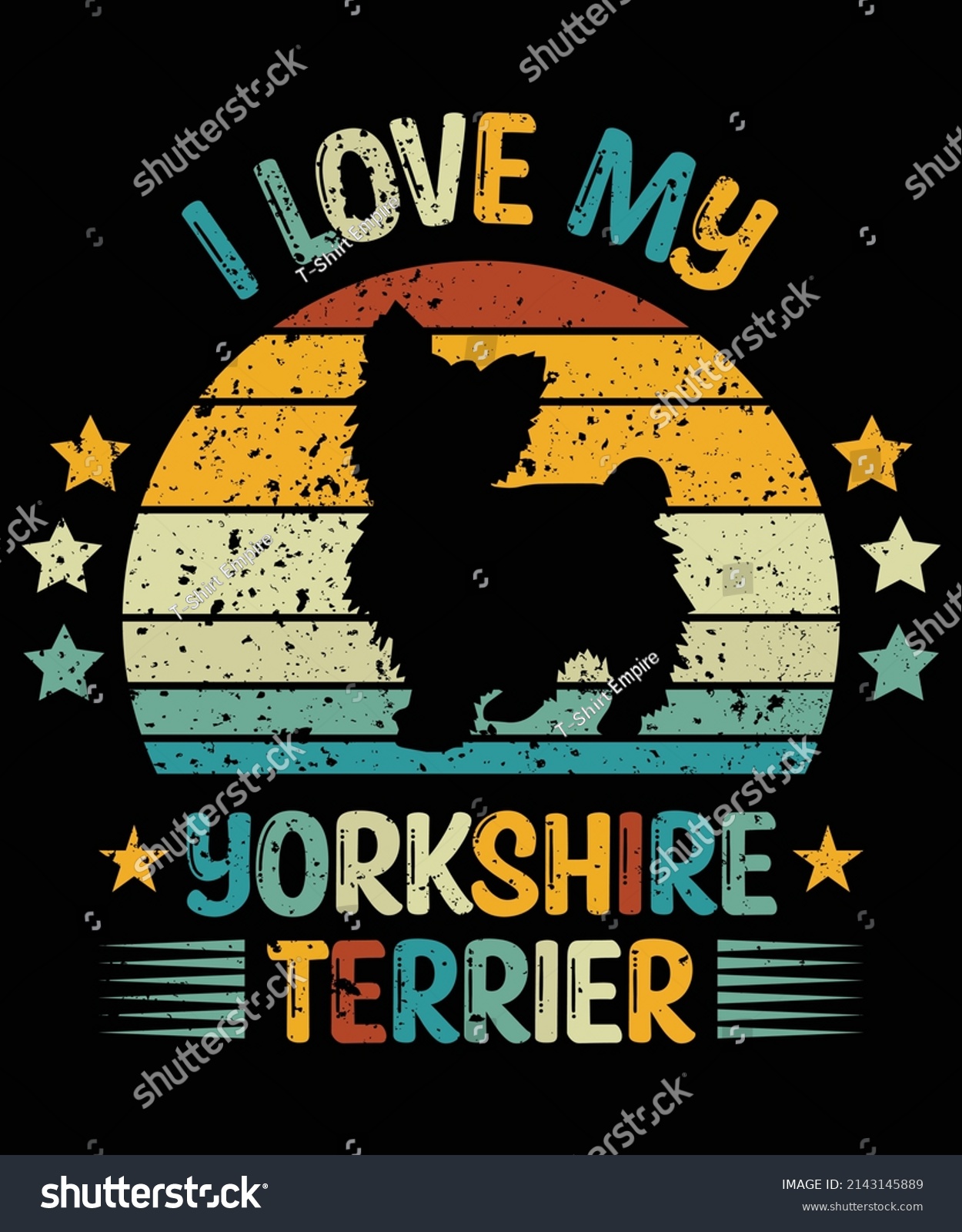 SVG of Yorkshire Terrier silhouette vintage and retro t-shirt design svg