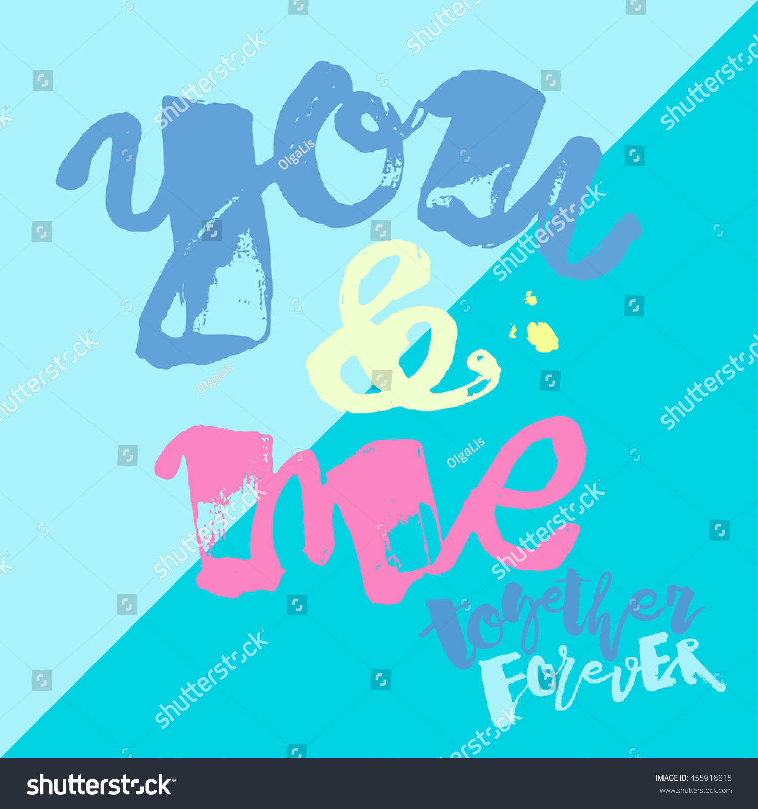 You Me Together Foreverlettering Watercolor Motivation Stock Vector you-me-together-foreverlettering-watercolor-motivation-stock-vector