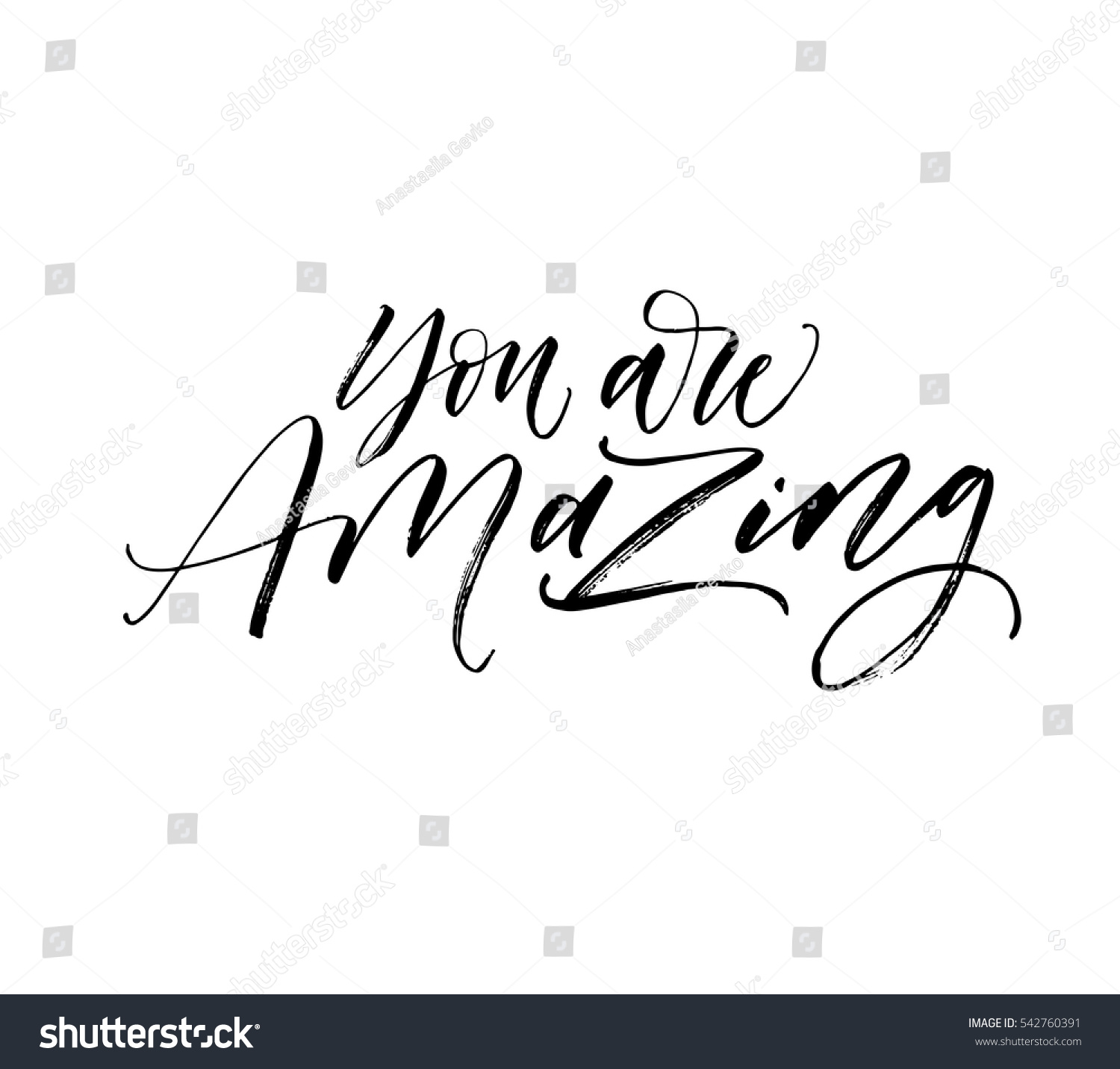 You Are Amazing Postcard. Phrase For Valentine'S Day. Ink Illustration ...