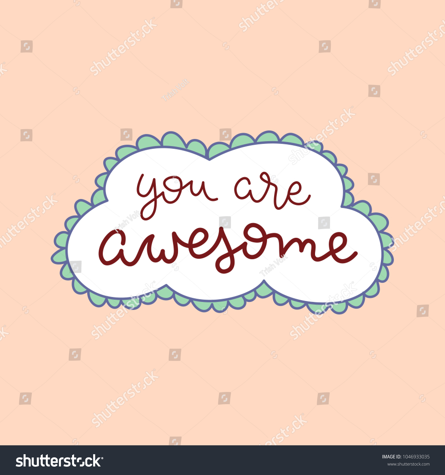 You Awesome Lettering Illustration Simple Cute Stock Vector Royalty