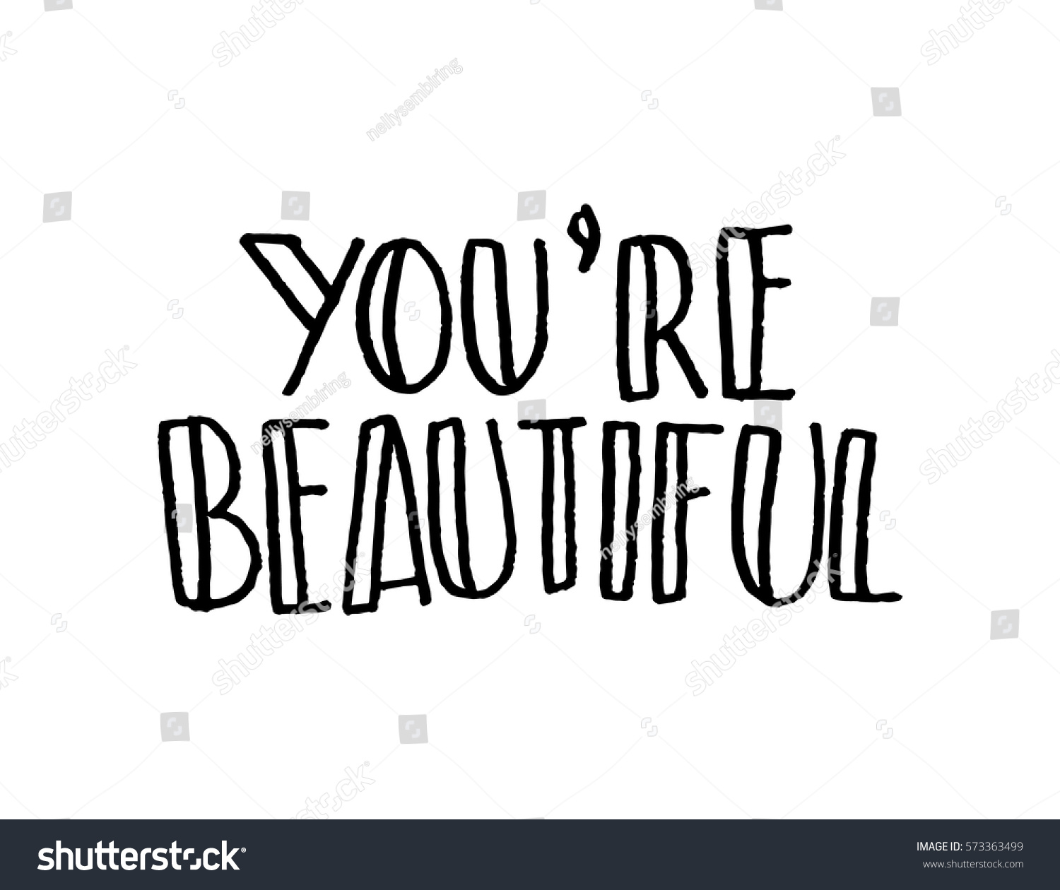 You Beautiful Modern Calligraphy Hand Lettered Stock Vector (Royalty ...