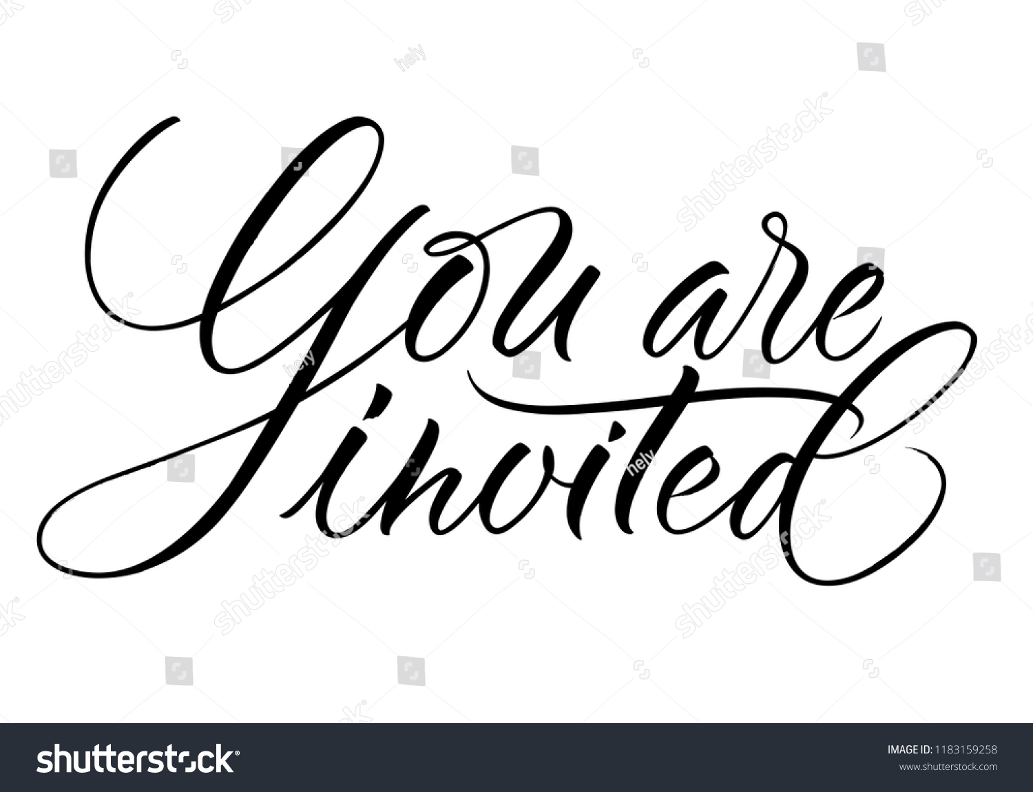 You Invited Lettering Handwritten Modern Calligraphy Stock Vector ...