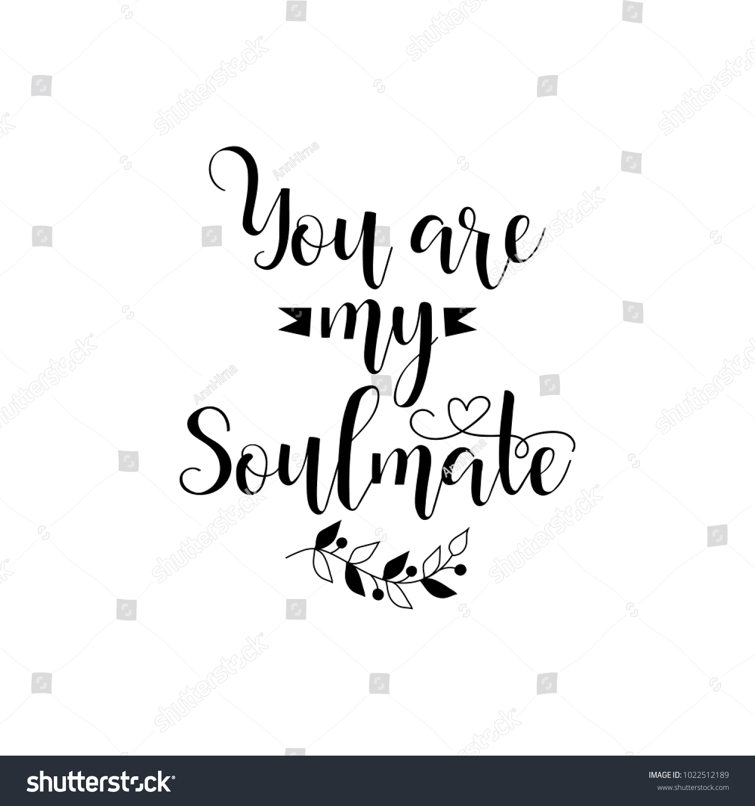 You My Soulmate Romantic Inspirational Quote Stock Vector Royalty Free