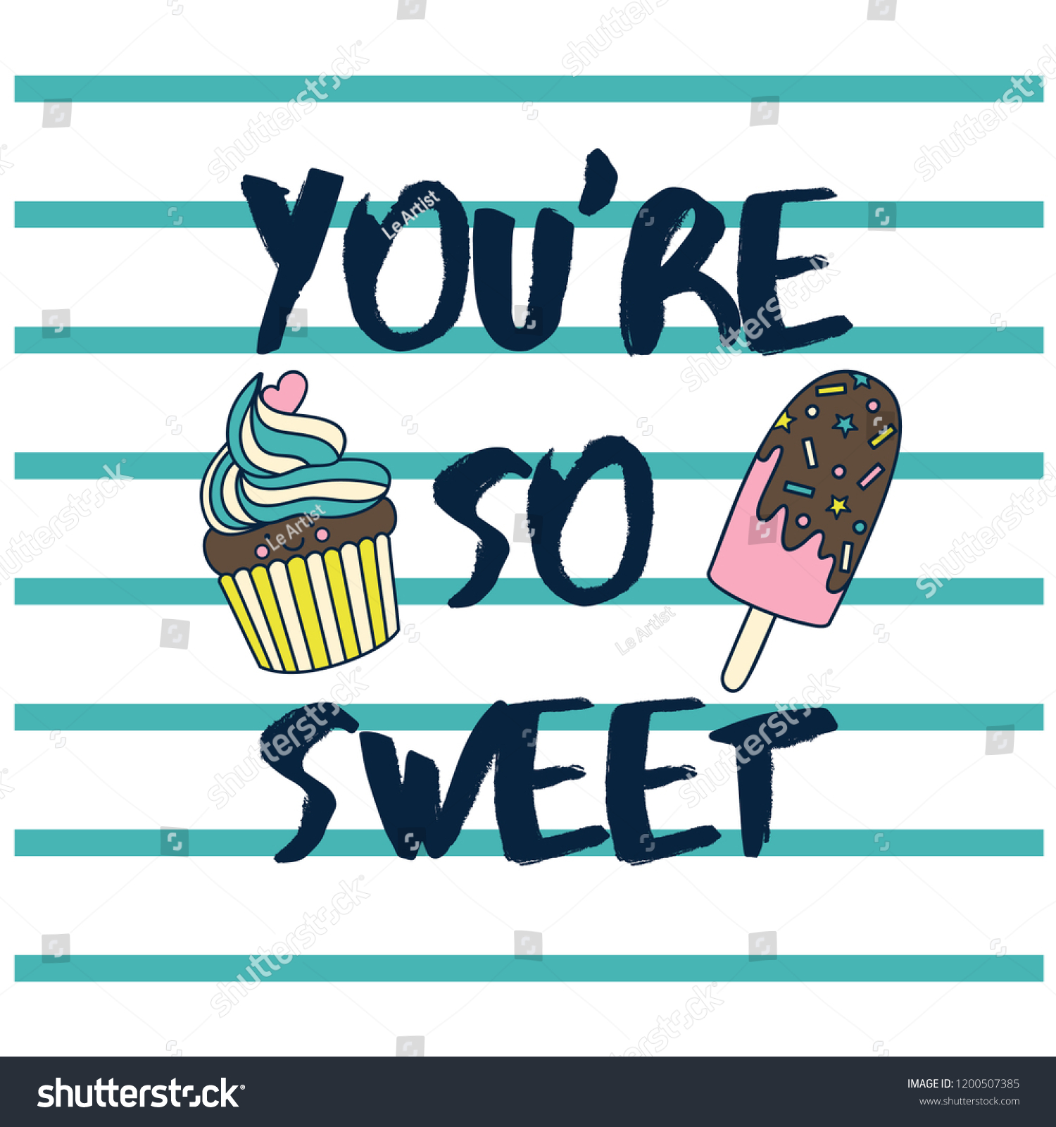 You Sweet Typography Ice Creamcupcake Drawingsummer Stock Vector ...