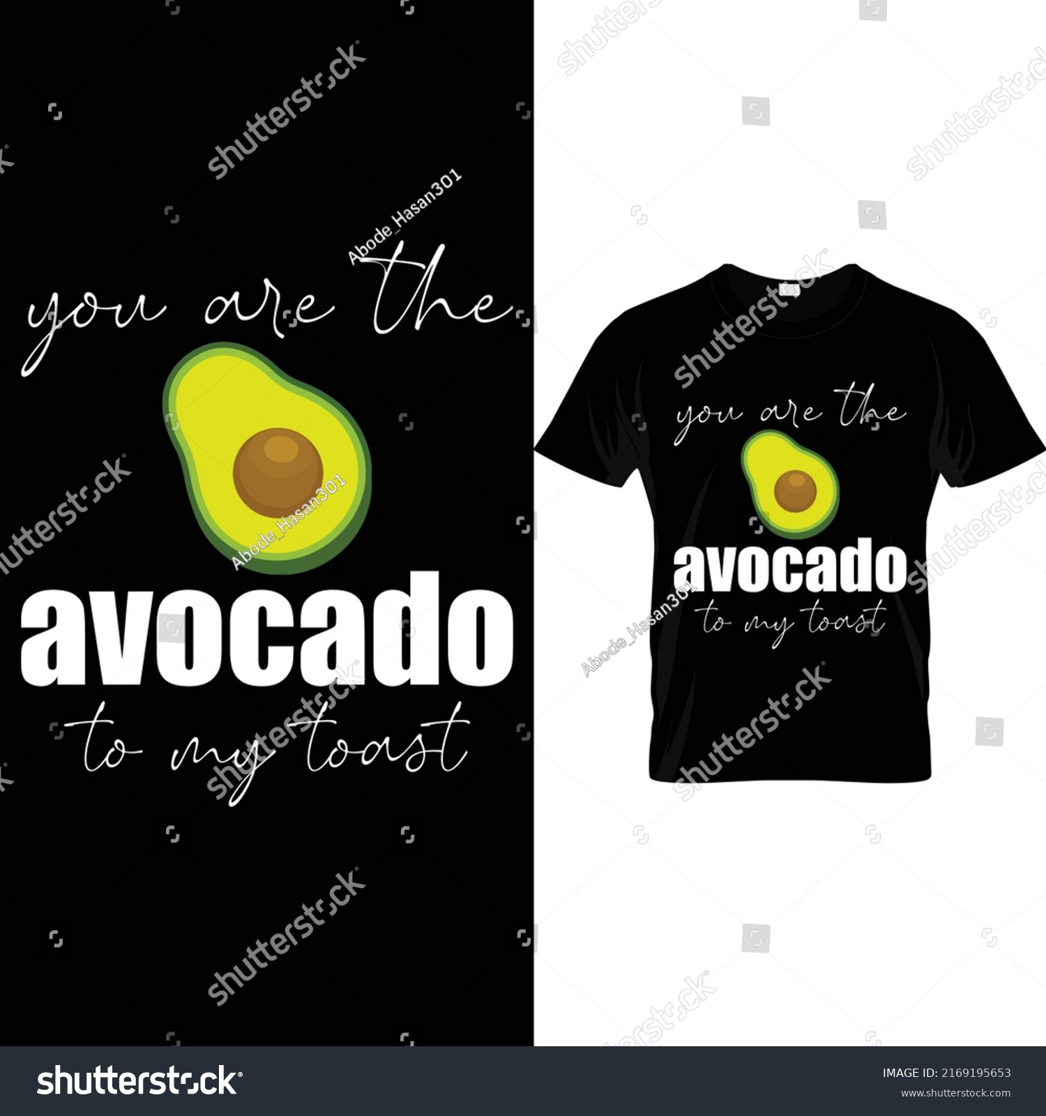 SVG of You are the avocado to my toast t shirt design svg