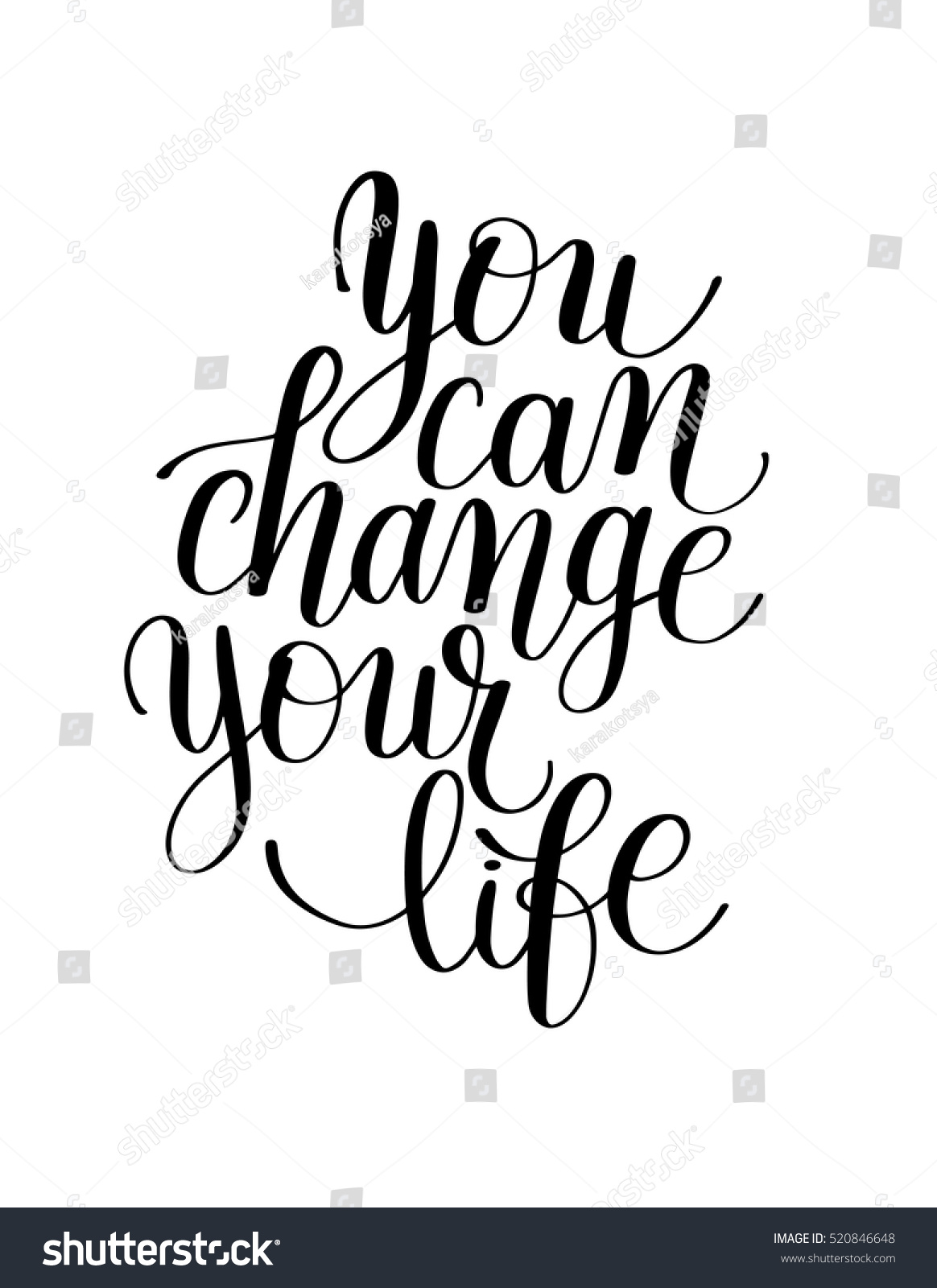 you can change your life handwritten positive inspirational quote brush typography to printable wall art