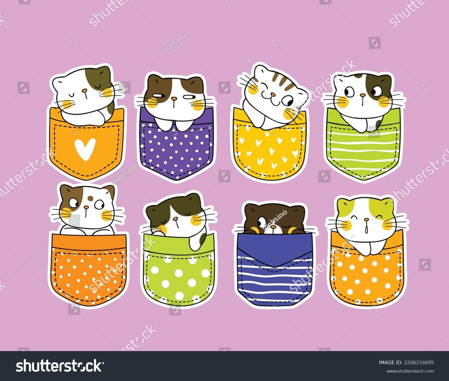 SVG of you can use Doodle pocket cats. Kitten in pockets, happy cartoon cute cat to design banners, posters, backgrounds, print POD...etc. svg