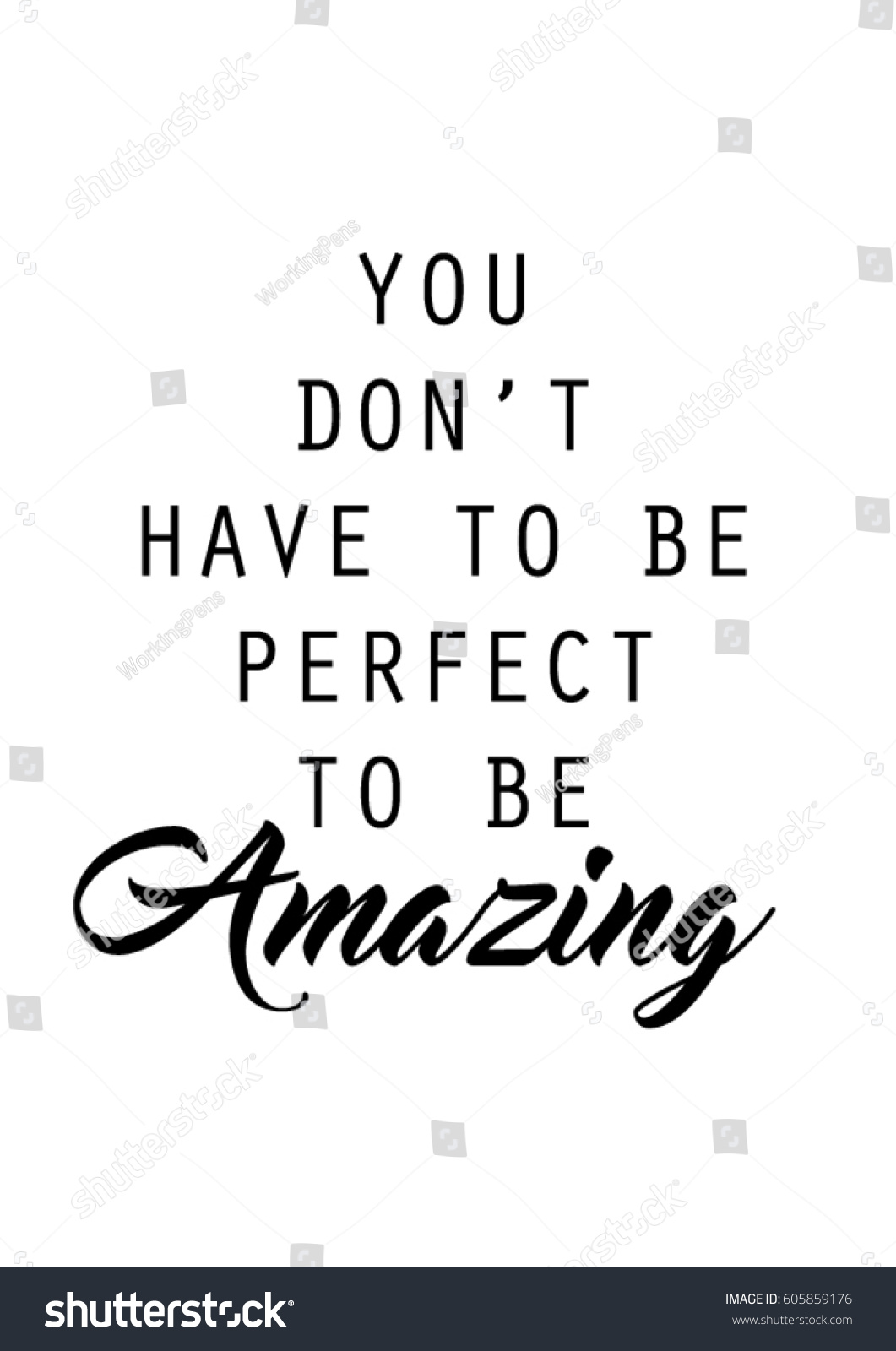 You don t have to be perfect to be amazing quote print in vector