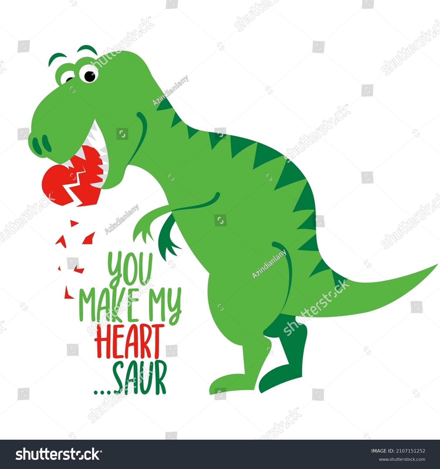 SVG of You make my heart saur - funny hand drawn doodle, cartoon dino. Good for Poster or t-shirt textile graphic design. Vector hand drawn illustration. Happy Valentine's Day! svg