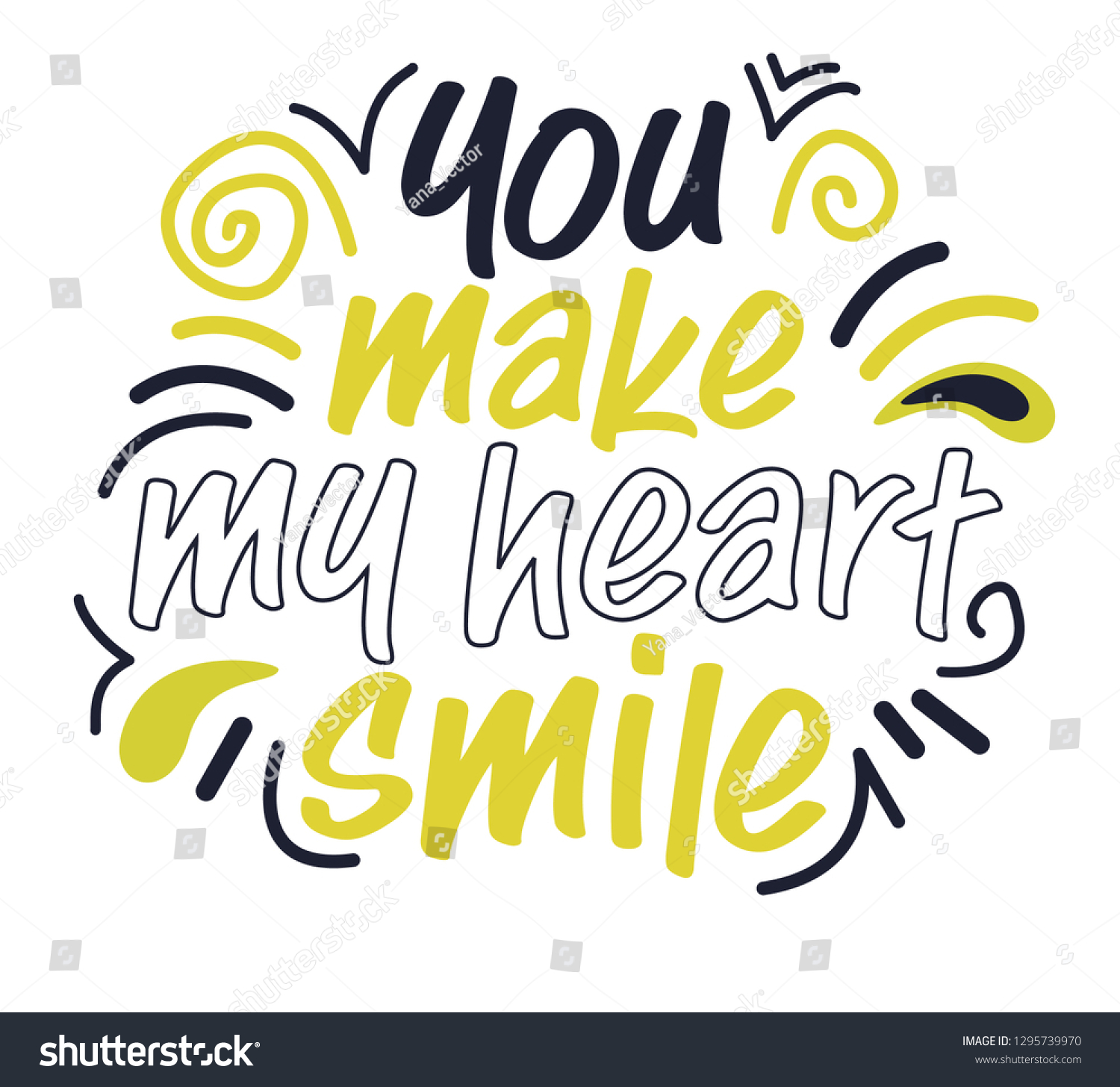 You Make My Heart Smile Handwritten เวกเตอรสตอก ปลอดคาลขสทธ