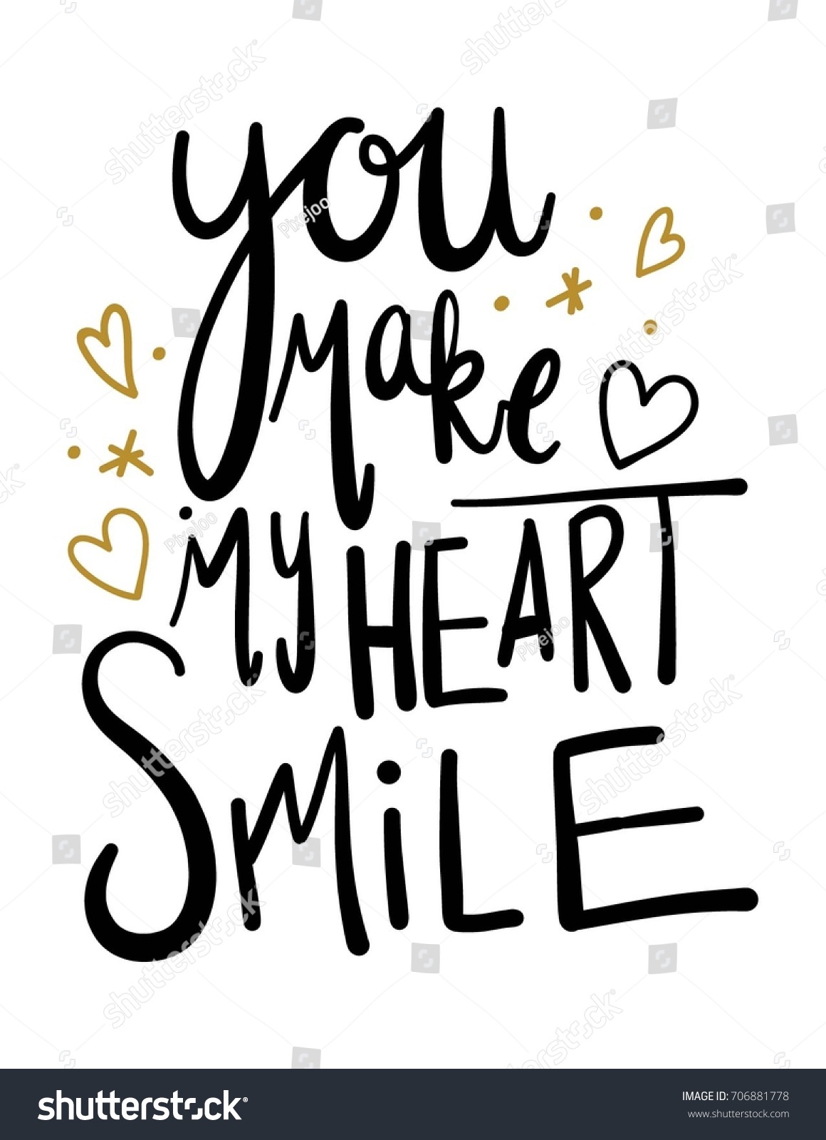 You Make My Heart Smile Lettering Stock Vector Royalty Free 706881778