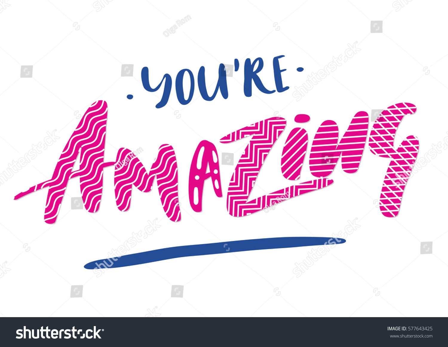 Youre Amazing Card Hand Drawn Playful Stock Vector (Royalty Free) 577643425