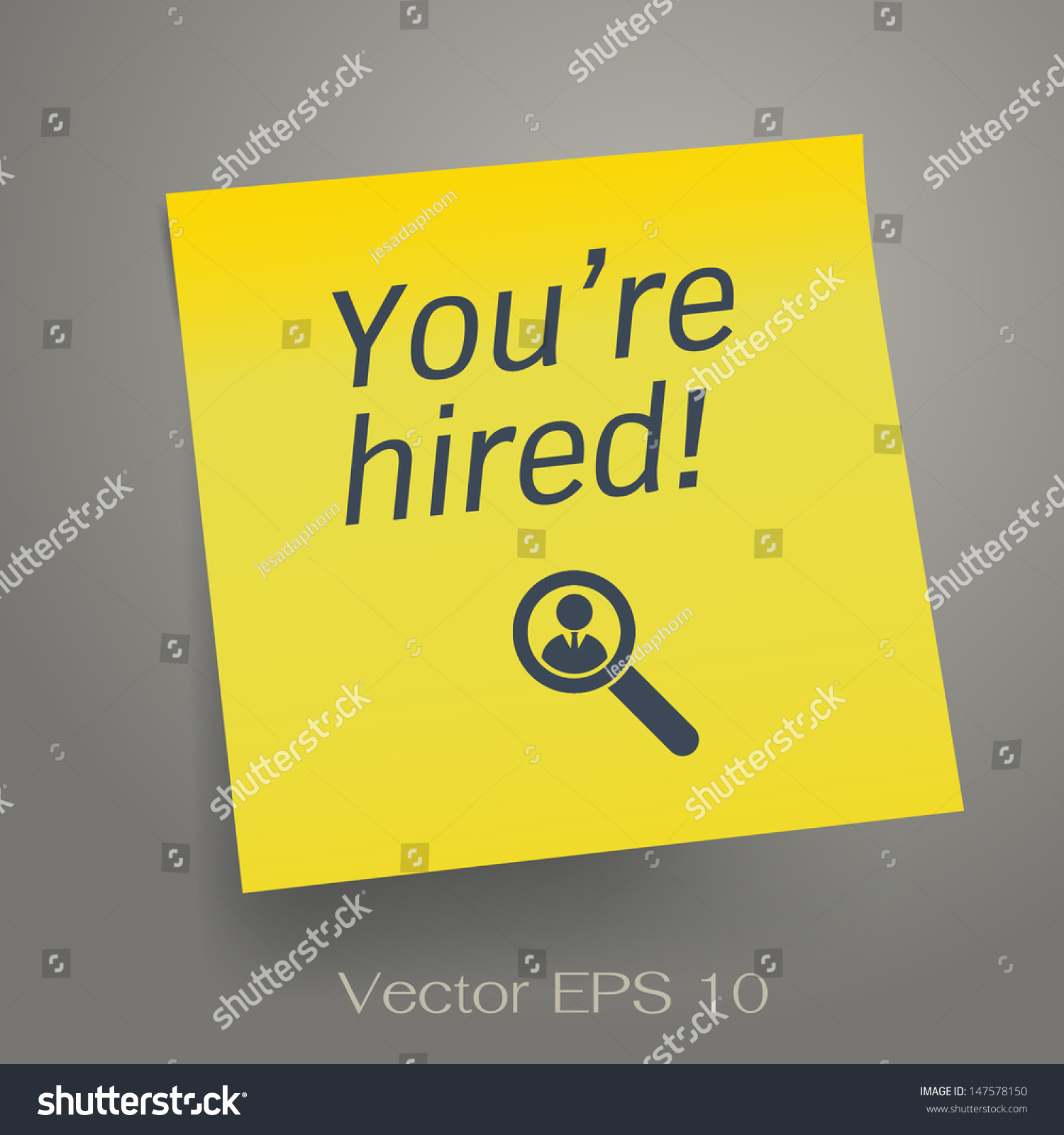 Youre Hired Employment Concept On Yellow Stock Vector 147578150 ...