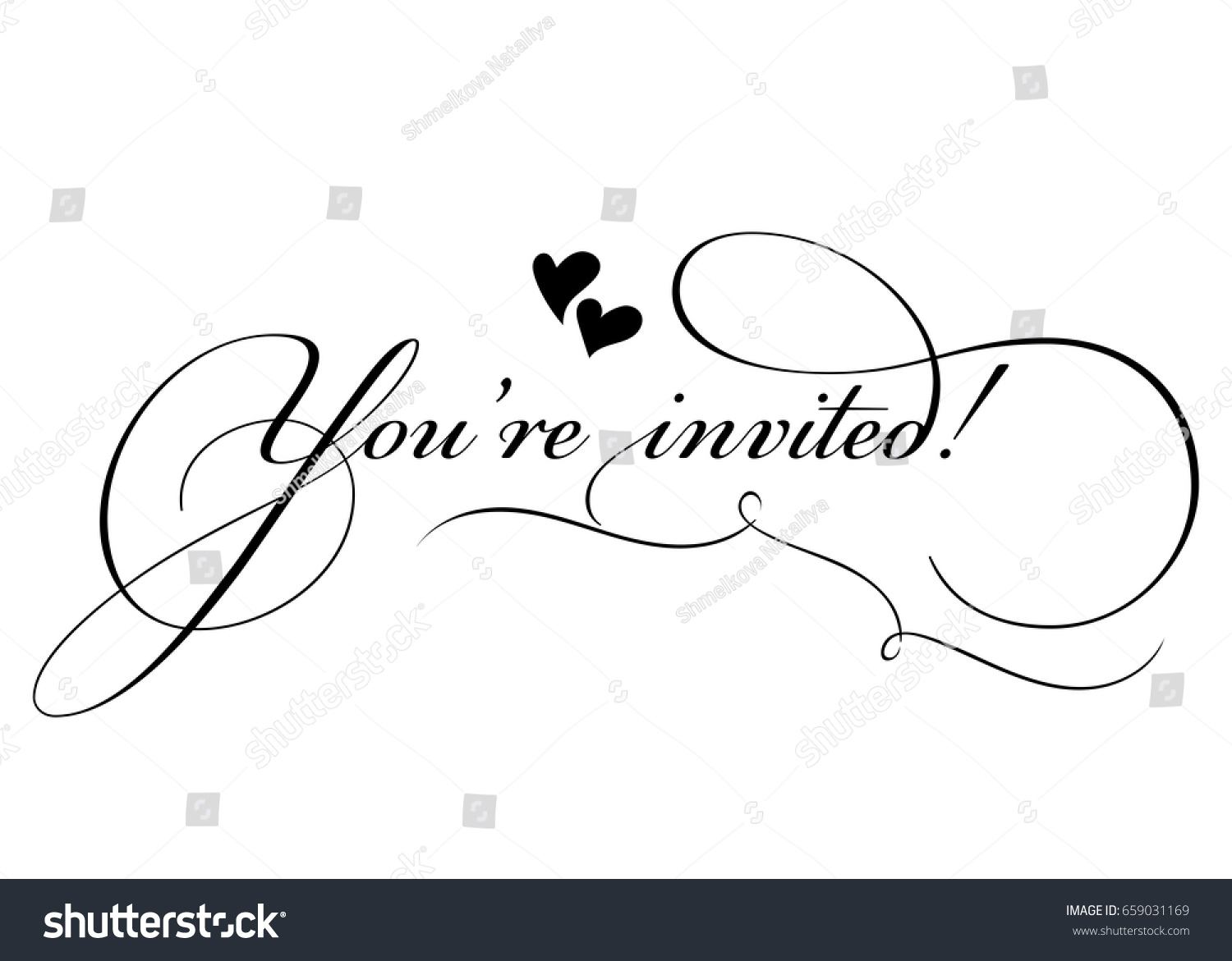 Youre Invited Vector Handmade Calligraphy Twirl Stock Vector 659031169 ...