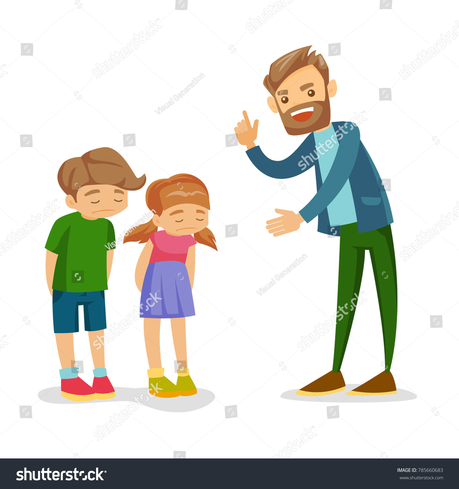 Young Angry Caucasian White Father Shaking Stock Vector (Royalty Free ...