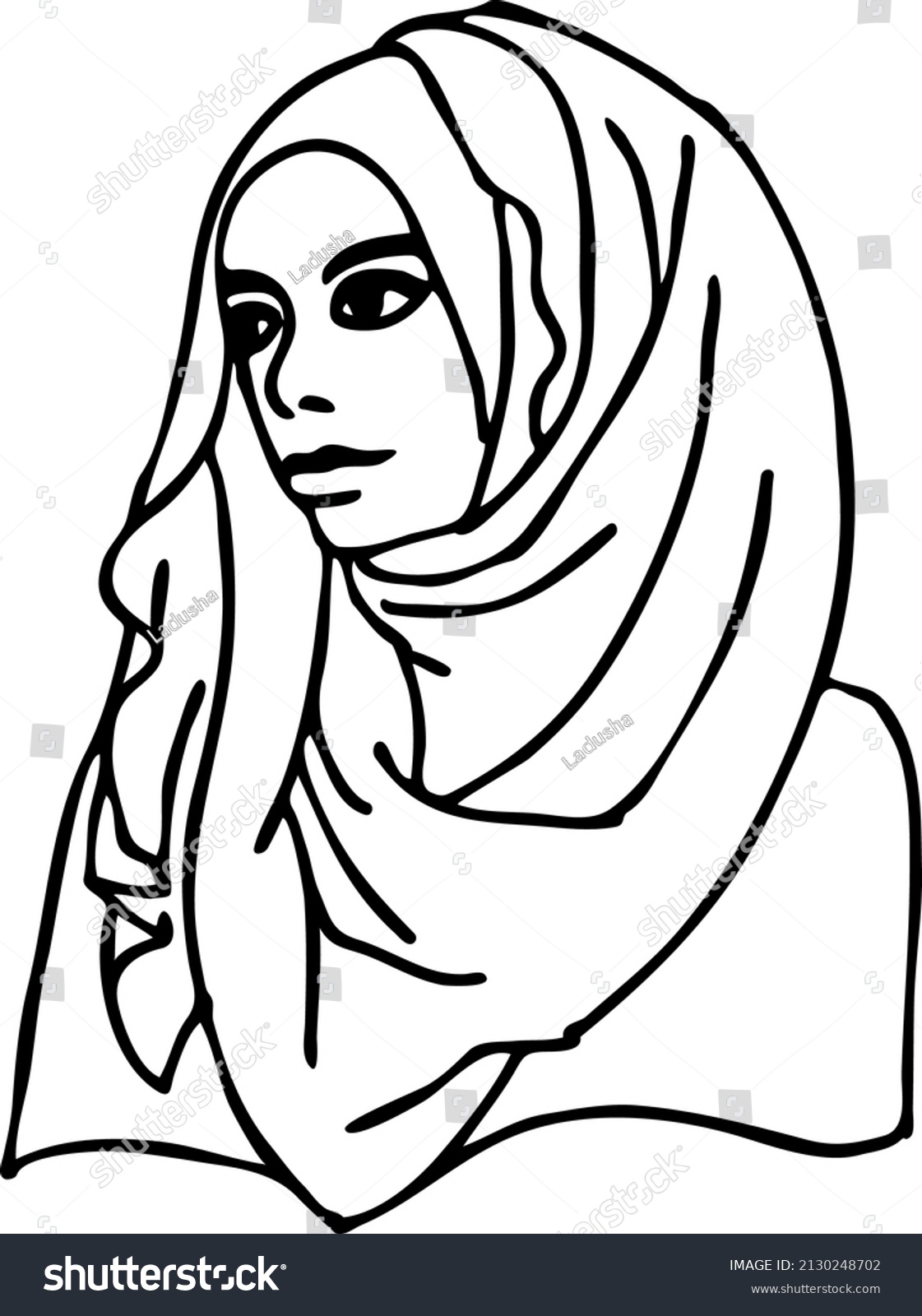 Young Arab Woman Beautiful Face Traditional Stock Vector (Royalty Free ...