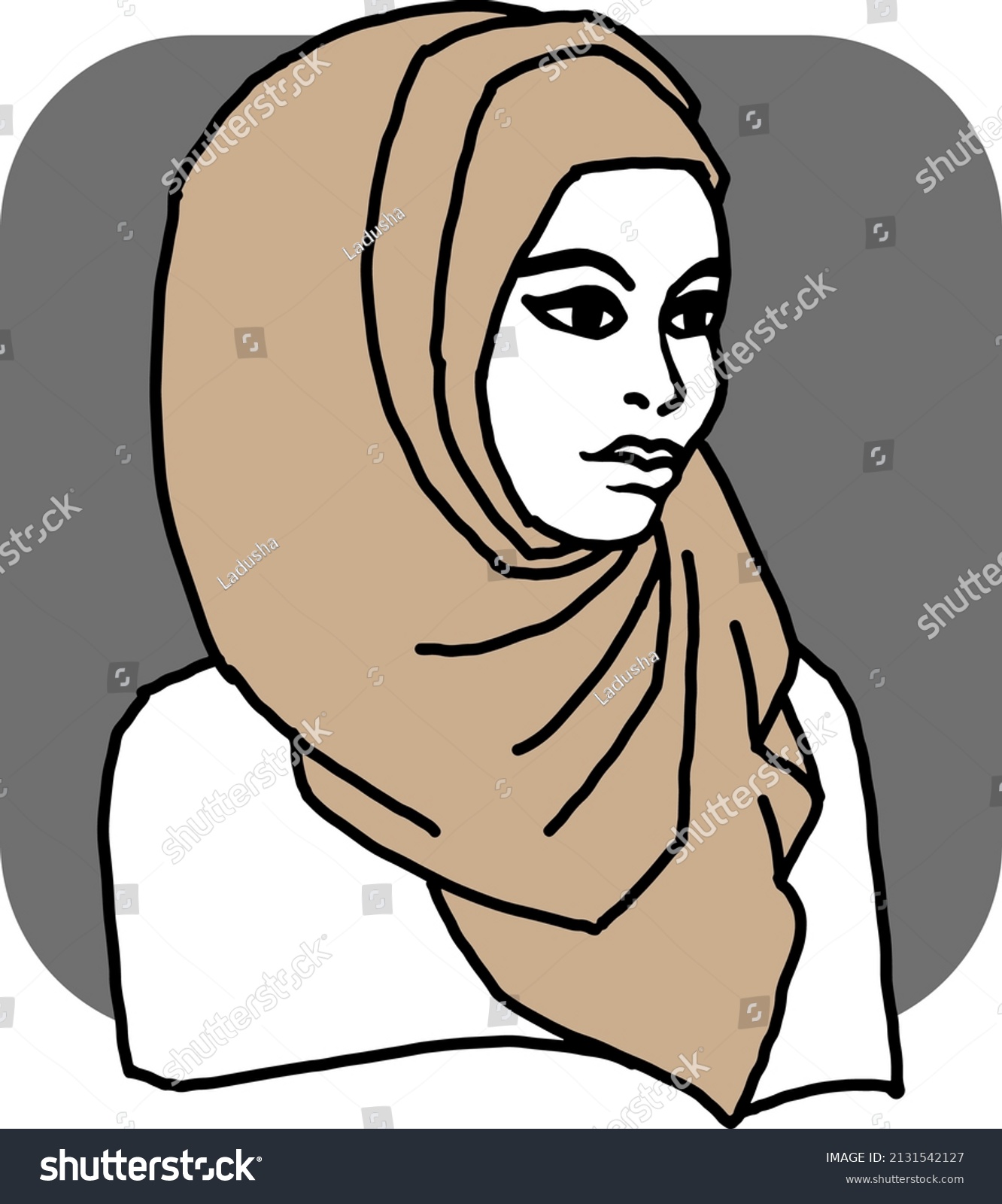 Young Arab Woman Beautiful Face Traditional Stock Vector (Royalty Free ...