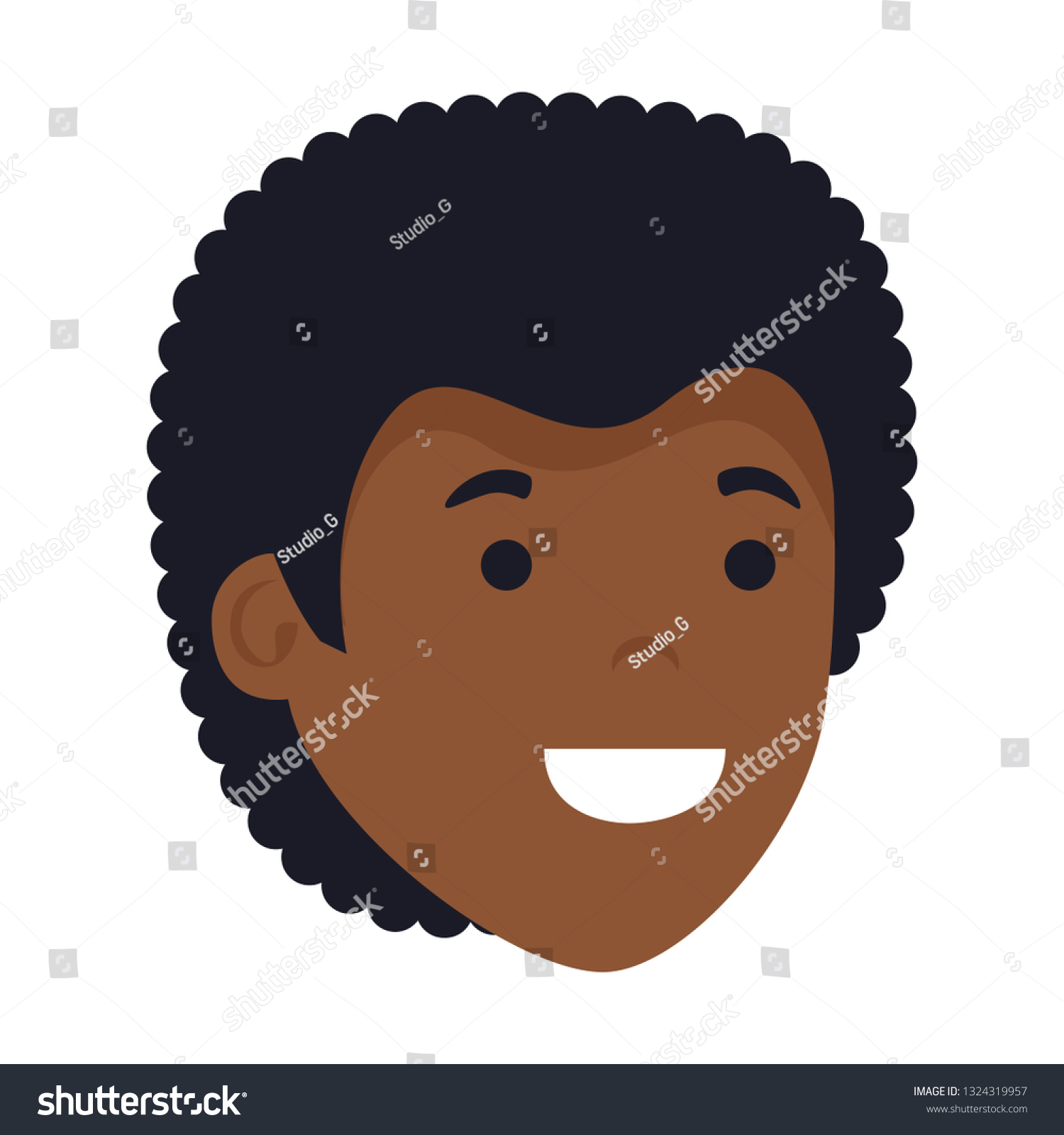 Young Black Man Head Character Stock Vector (Royalty Free) 1324319957 ...