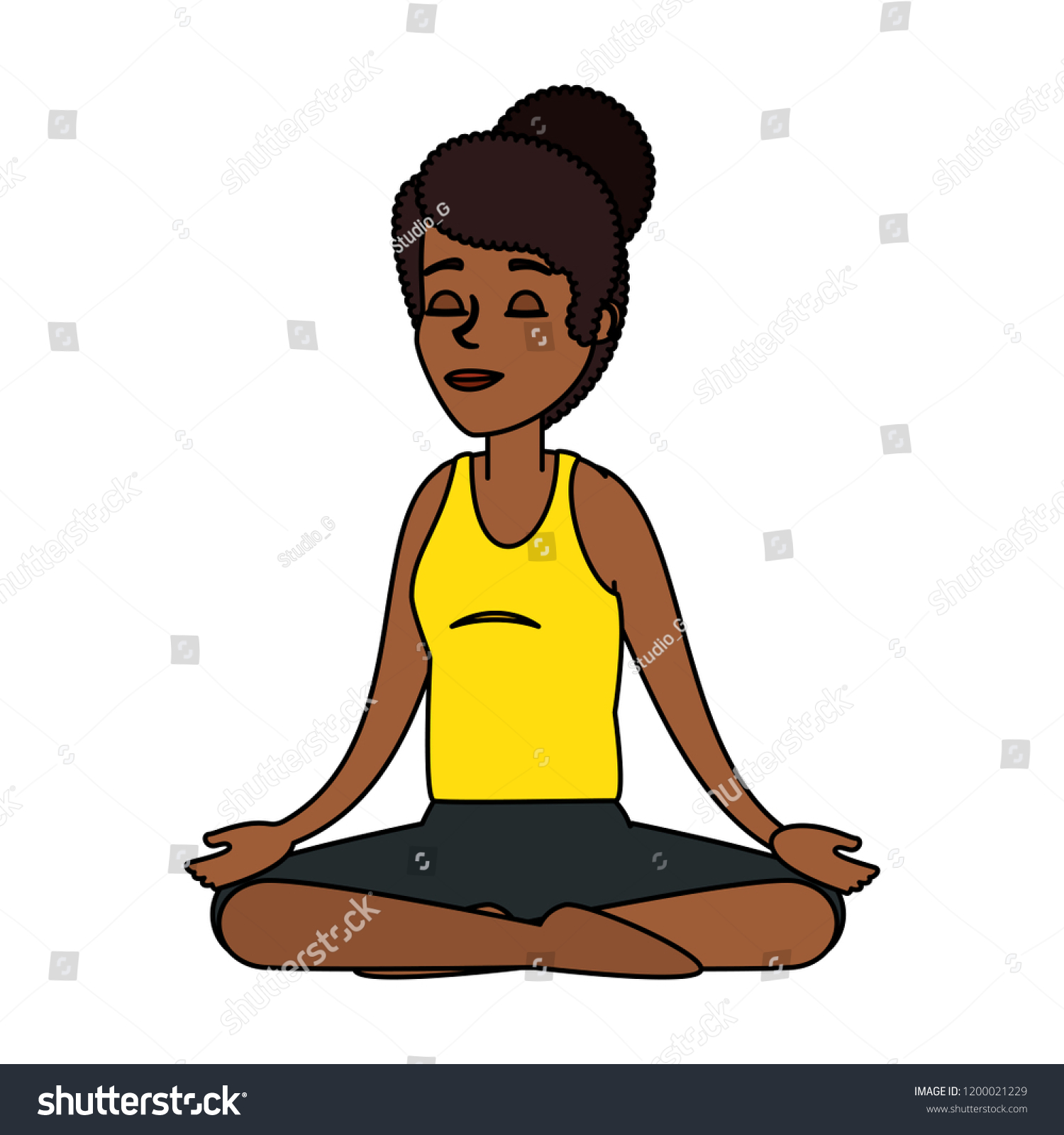 Young Black Woman Practicing Yoga Stock Vector (Royalty Free ...